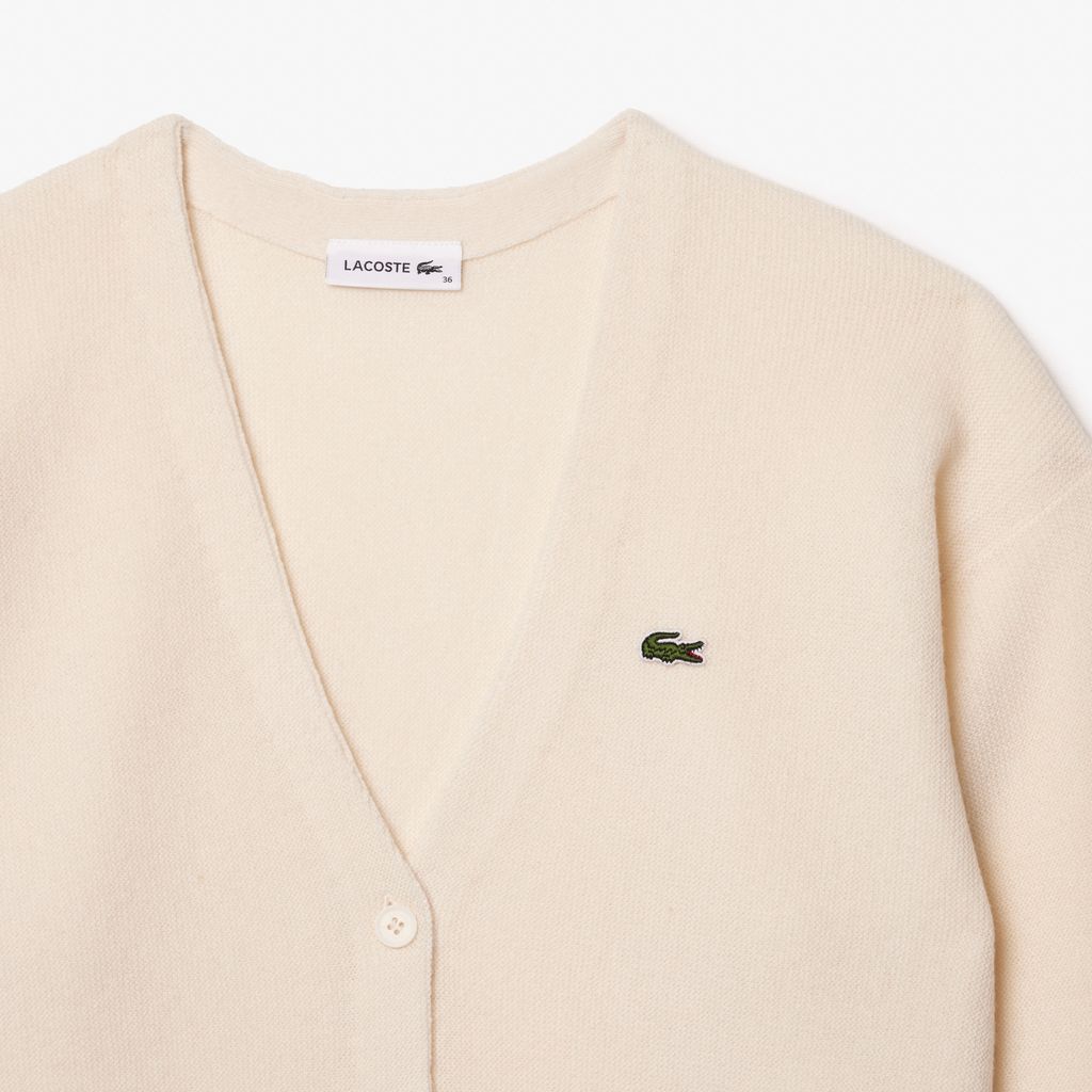 Áo Len Cardigan Lacoste Nữ Dáng Rộng Cổ Chữ V