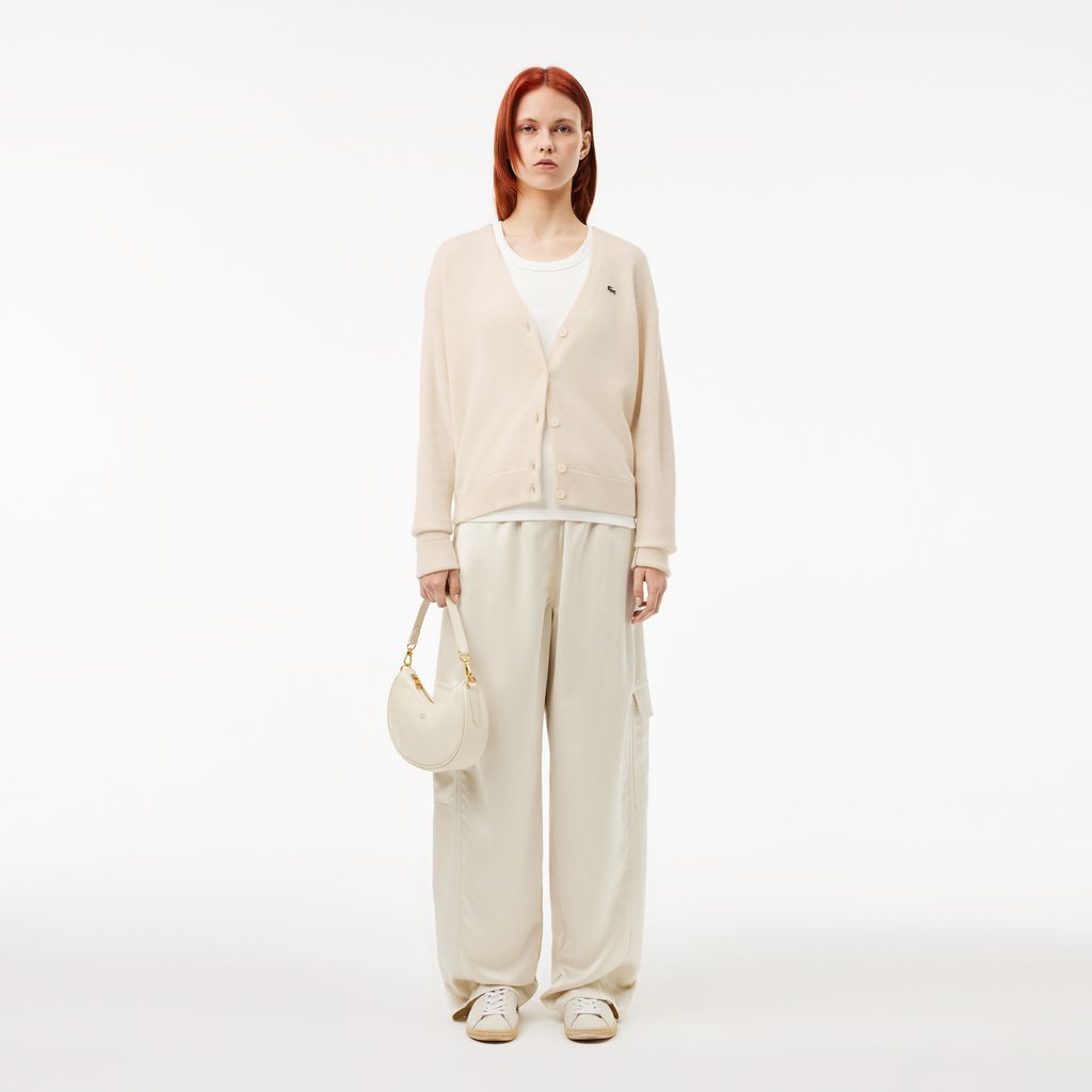 Áo Len Cardigan Lacoste Nữ Dáng Rộng Cổ Chữ V