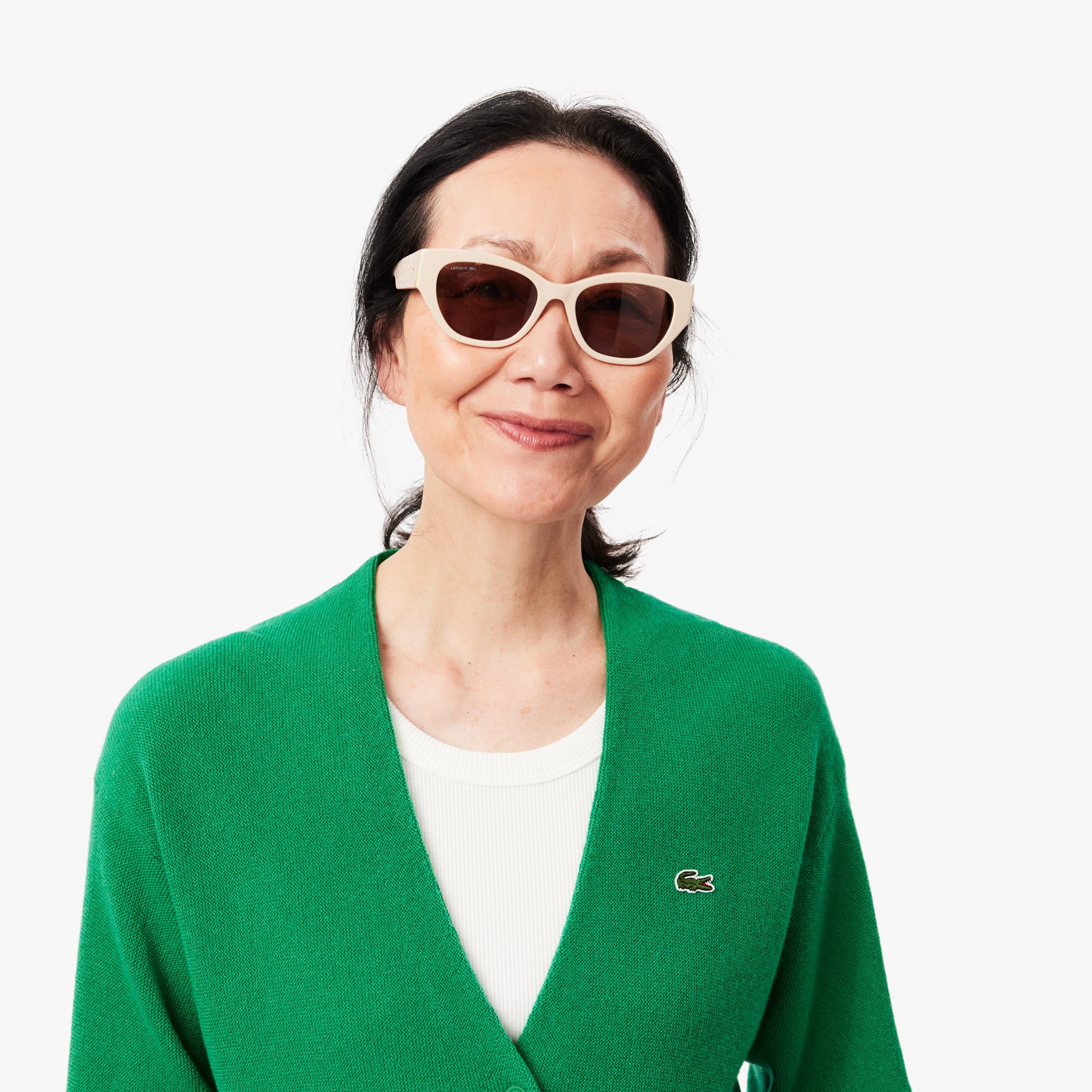 Áo Len Cardigan Lacoste Nữ Dáng Rộng Cổ Chữ V