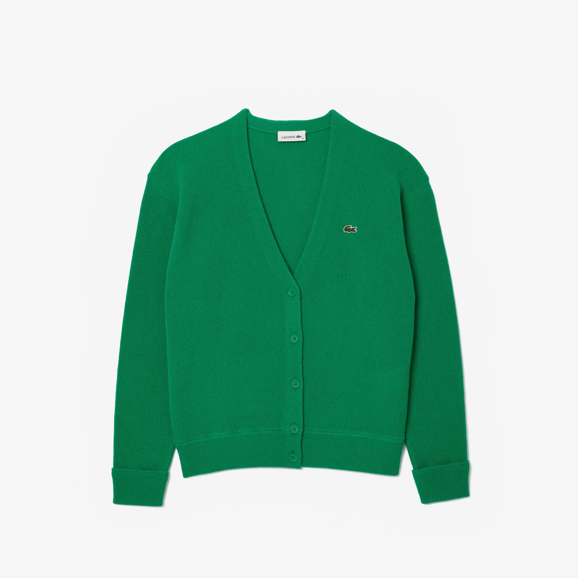 Áo Len Cardigan Lacoste Nữ Dáng Rộng Cổ Chữ V