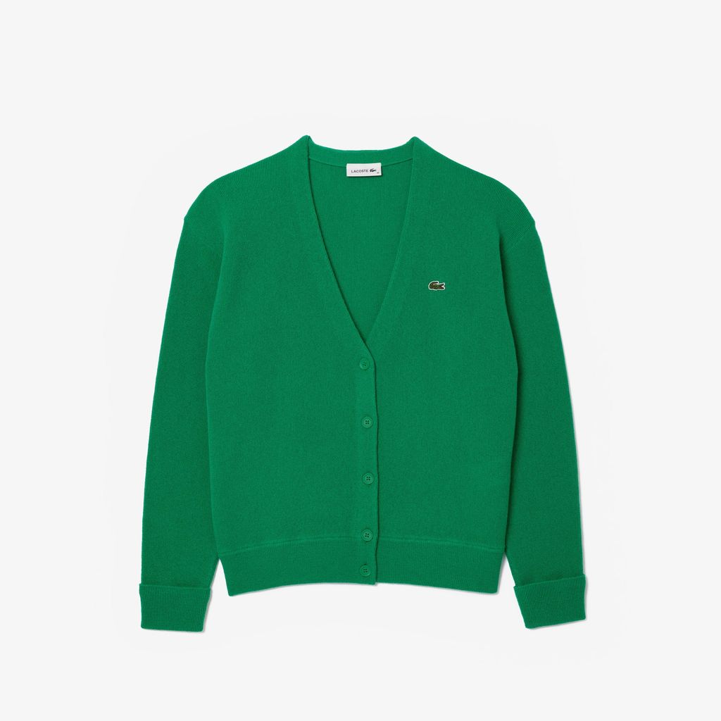 Áo Len Cardigan Lacoste Nữ Dáng Rộng Cổ Chữ V