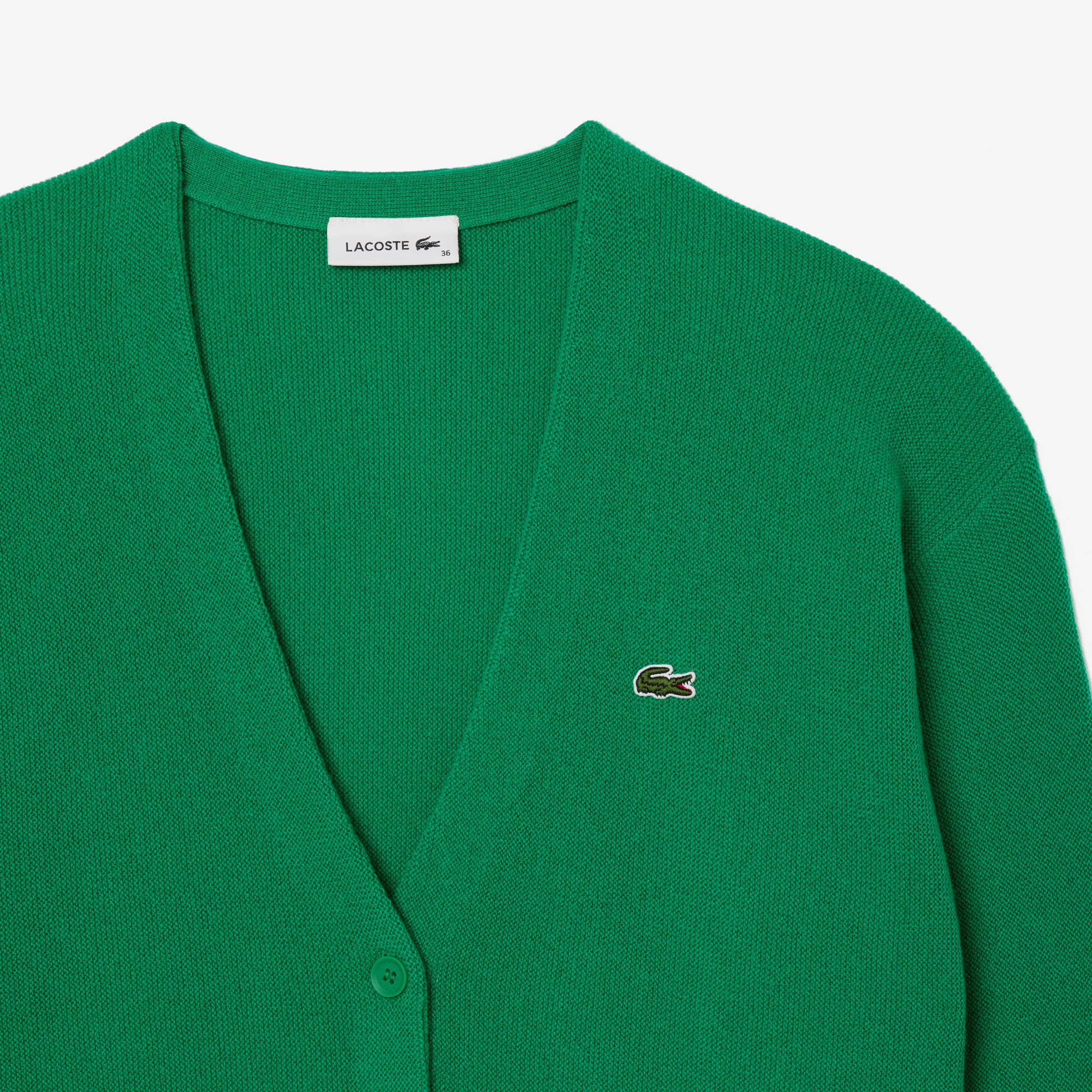 Áo Len Cardigan Lacoste Nữ Dáng Rộng Cổ Chữ V