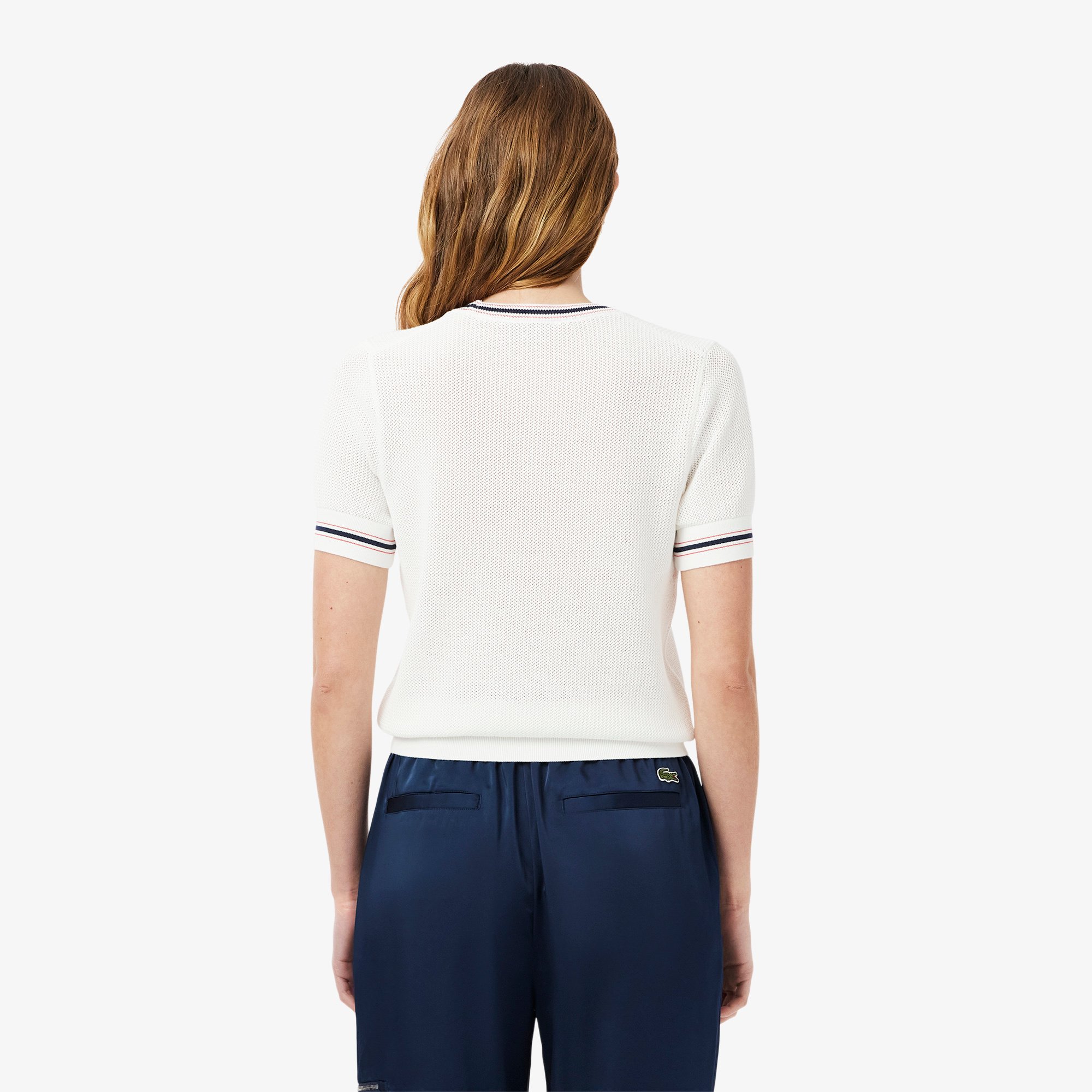 Áo Len Lacoste Nữ Hình Khiên Thêu Sản Xuất Tại Pháp