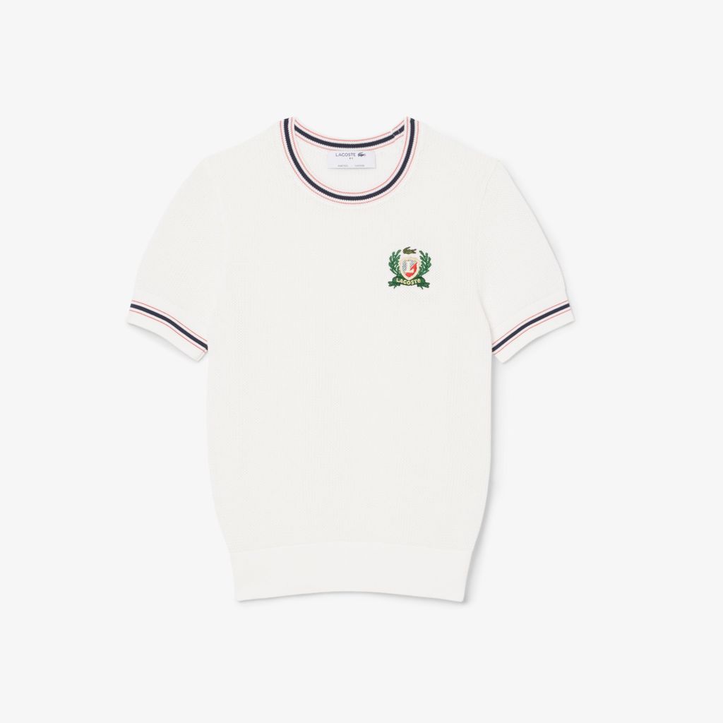 Áo Len Lacoste Nữ Hình Khiên Thêu Sản Xuất Tại Pháp