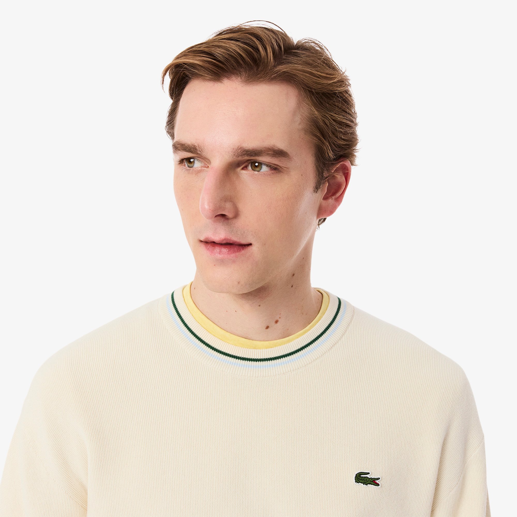 Áo Len Lacoste Nam Chất Liệu Cotton Crepe Nhẹ Hoạ Tiết Sọc