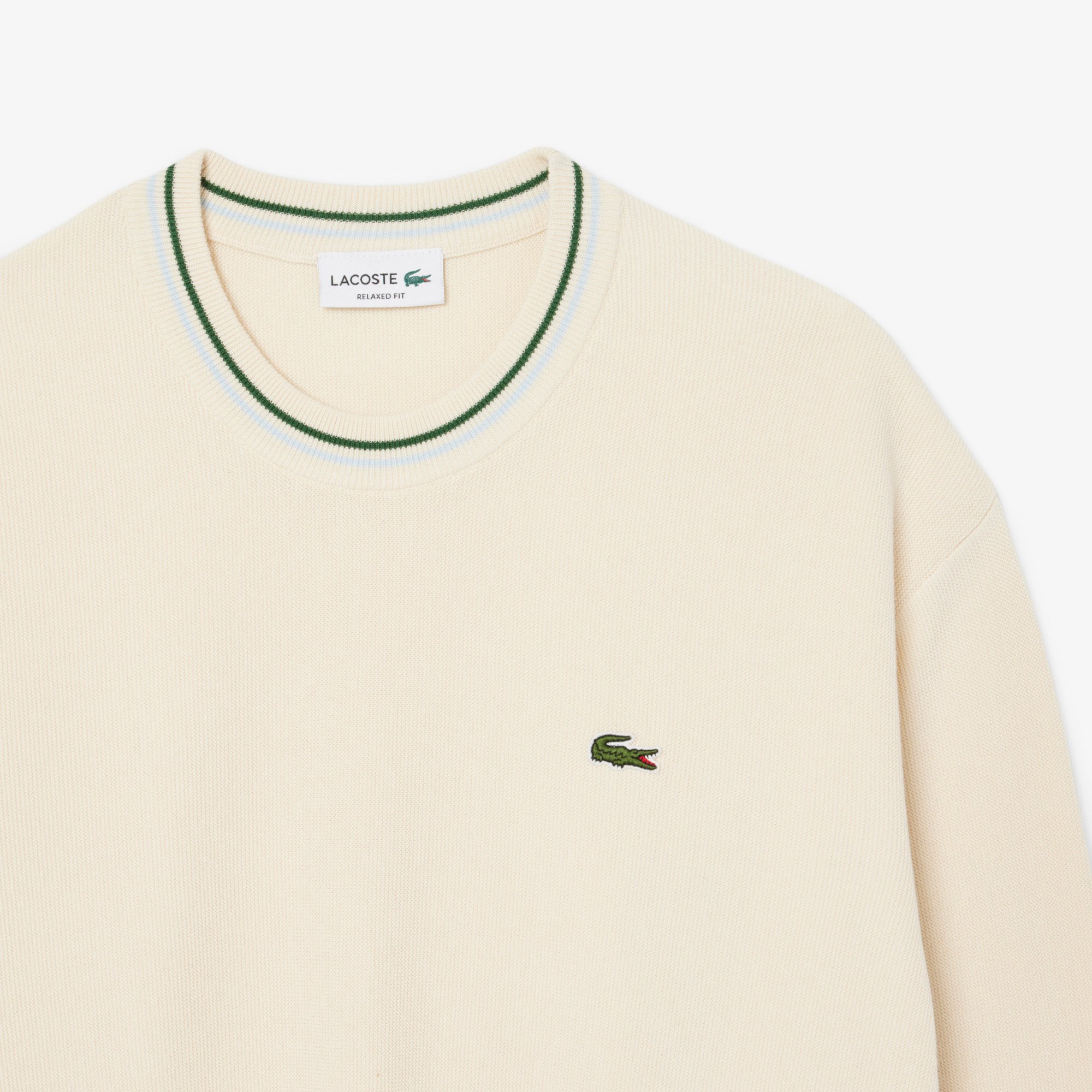 Áo Len Lacoste Nam Chất Liệu Cotton Crepe Nhẹ Hoạ Tiết Sọc