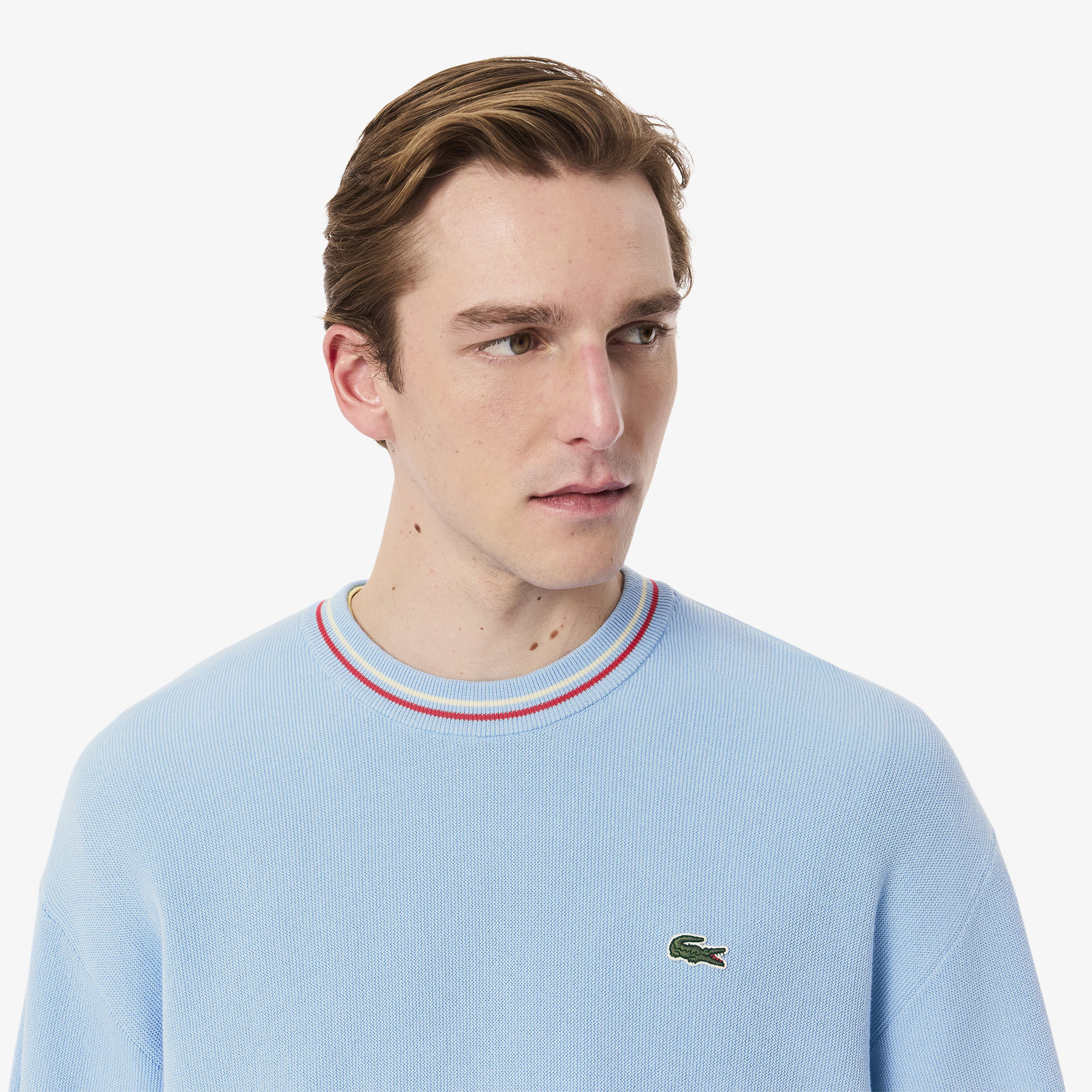 Áo Len Lacoste Nam Chất Liệu Cotton Crepe Nhẹ Hoạ Tiết Sọc