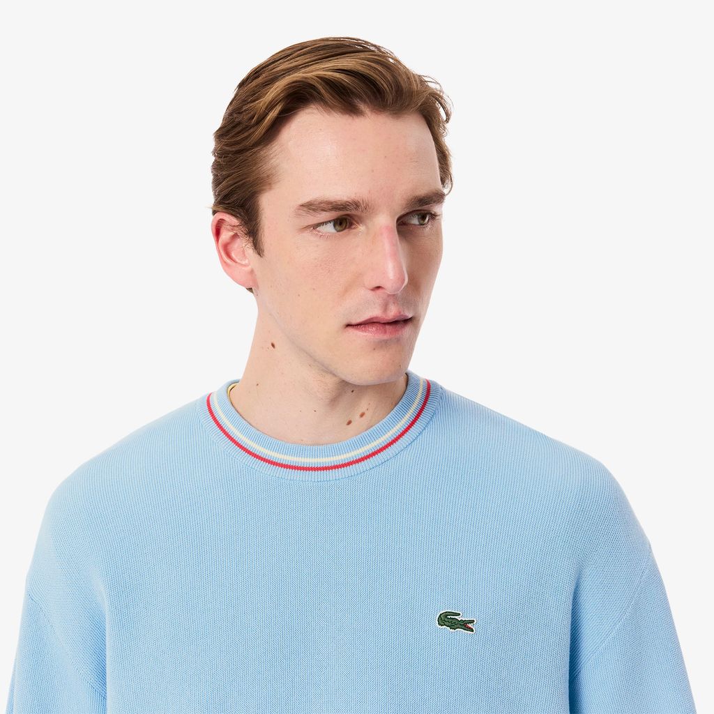 Áo Len Lacoste Nam Chất Liệu Cotton Crepe Nhẹ Hoạ Tiết Sọc
