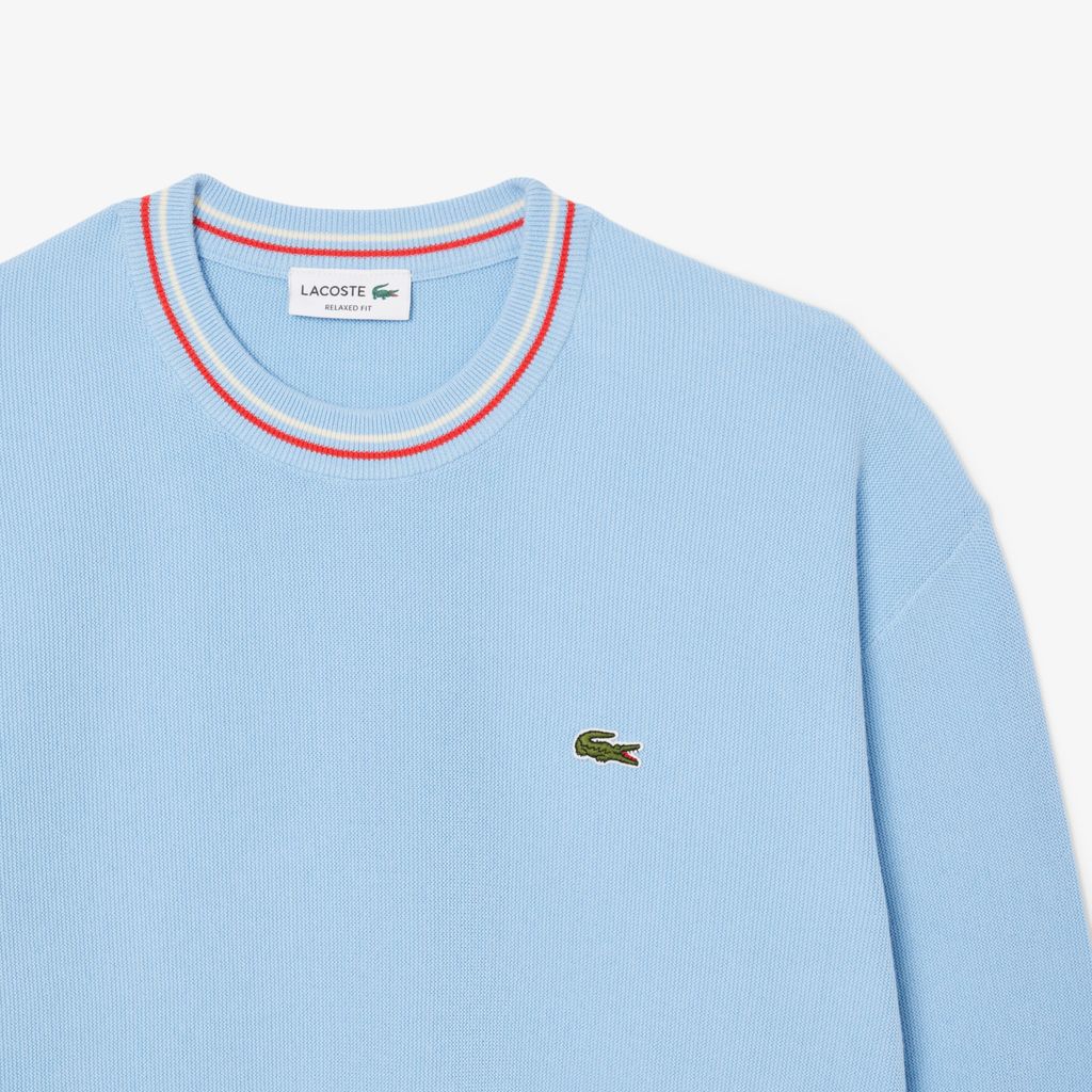 Áo Len Lacoste Nam Chất Liệu Cotton Crepe Nhẹ Hoạ Tiết Sọc
