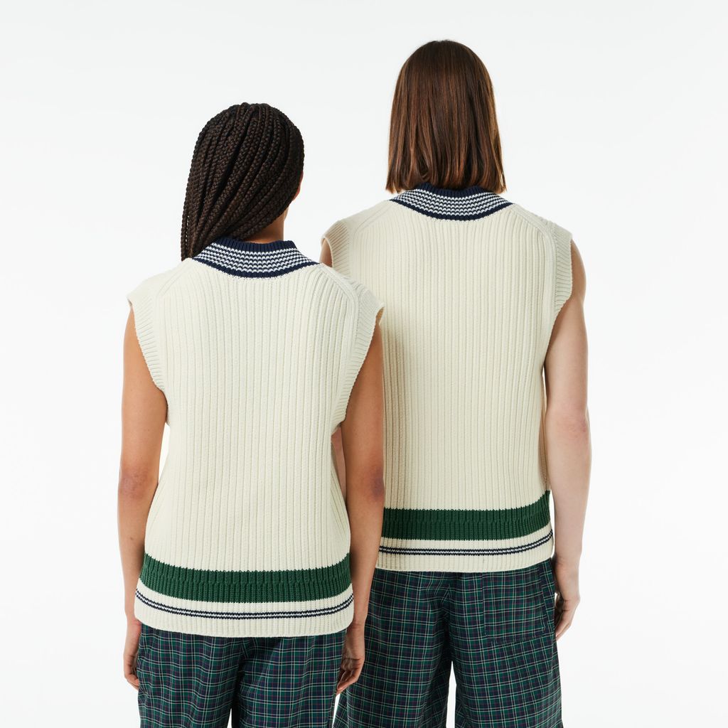 Áo Len Tennis Lacoste Unisex Chất Liệu Cotton Dệt Kim Dày Điểm Nhấn Huy Hiệu