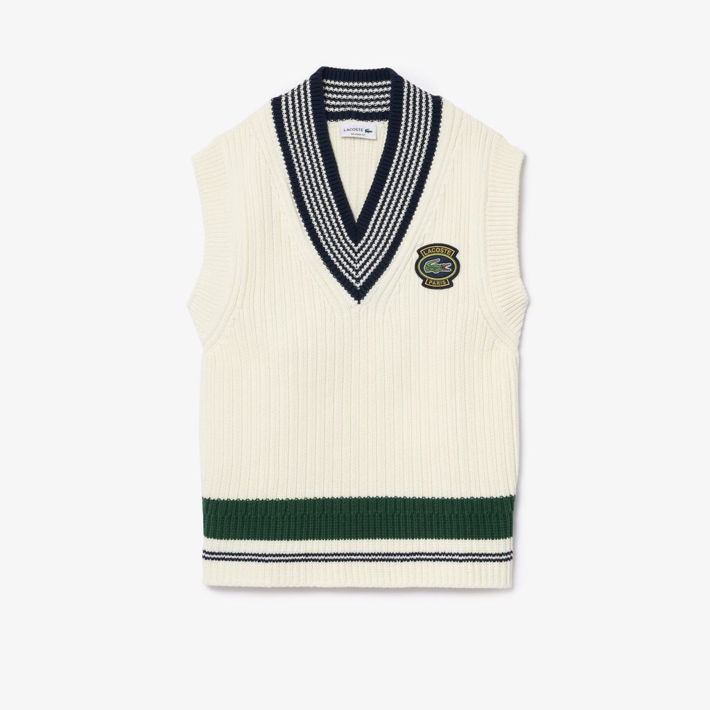 Áo Len Tennis Lacoste Unisex Chất Liệu Cotton Dệt Kim Dày Điểm Nhấn Huy Hiệu