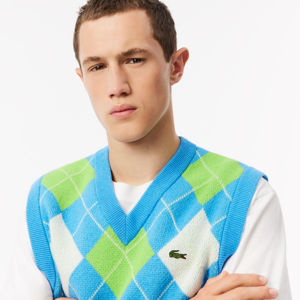 Áo Len Ghi Lê Lacoste Nam Chất Liệu Jacquard