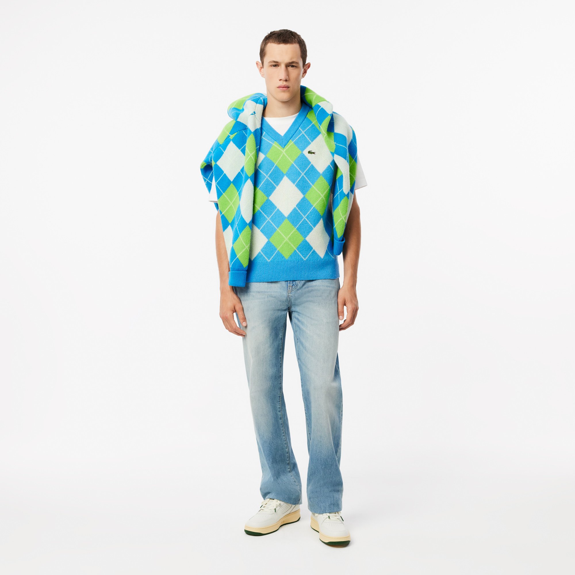Áo Len Ghi Lê Lacoste Nam Chất Liệu Jacquard