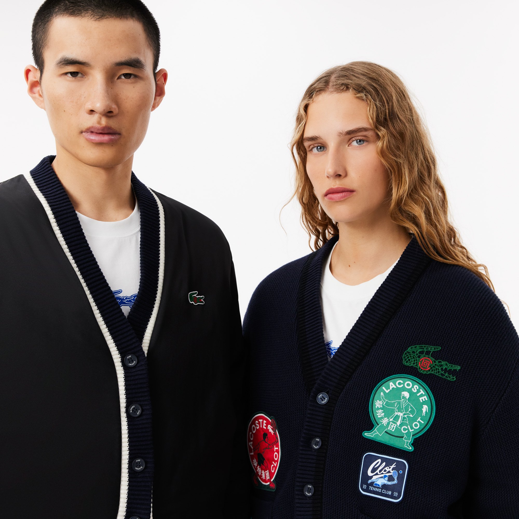 Áo Len Cardigan Lacoste Nam Lacoste x Clot Chất Liệu Len Cashmere Thể Đảo Ngược