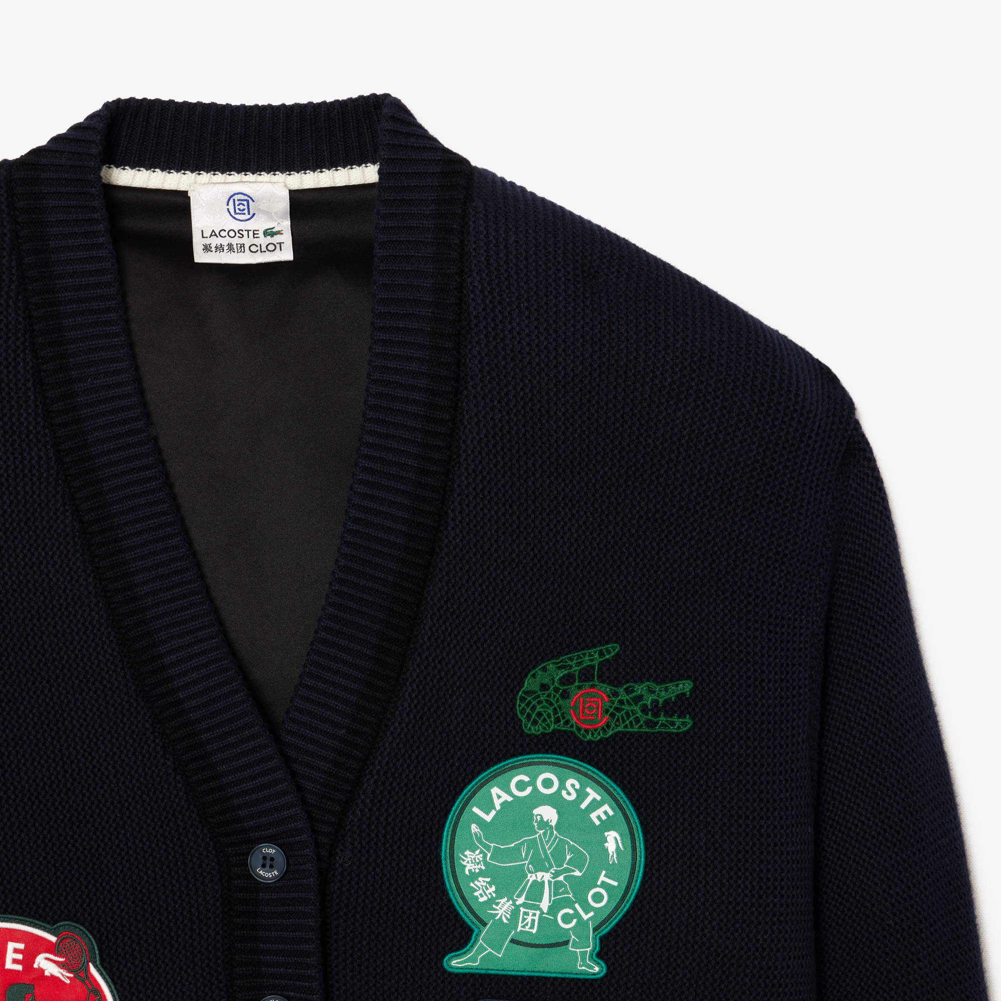 Áo Len Cardigan Lacoste Nam Lacoste x Clot Chất Liệu Len Cashmere Thể Đảo Ngược