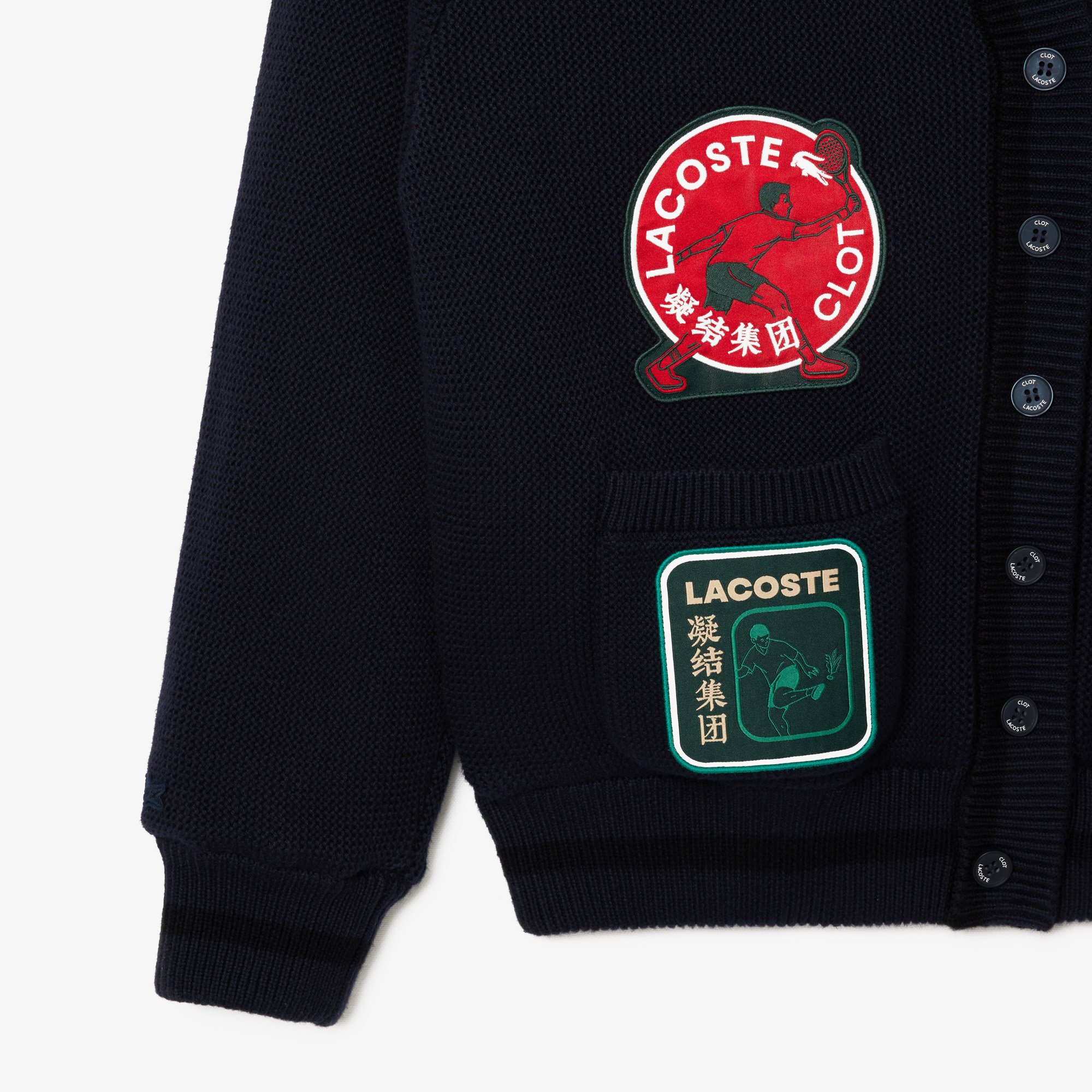 Áo Len Cardigan Lacoste Nam Lacoste x Clot Chất Liệu Len Cashmere Thể Đảo Ngược
