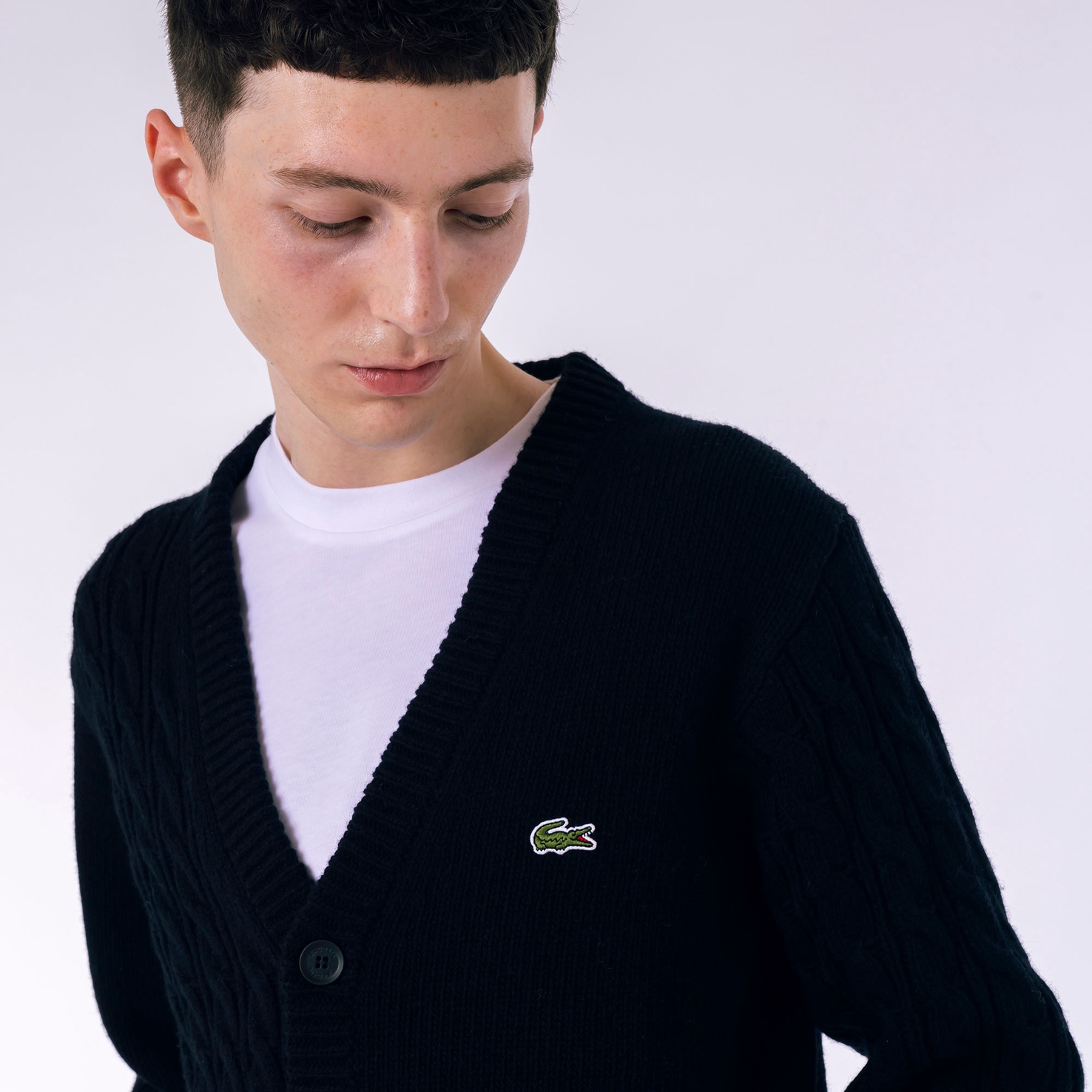 Áo Len Cardigan Lacoste Nam Cổ Chữ V Bất Đối Xứng