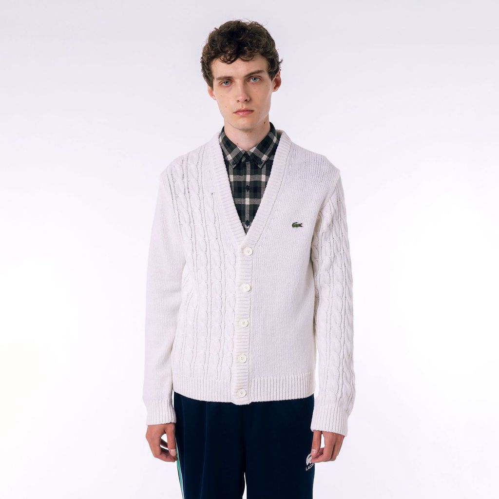 Áo Len Cardigan Lacoste Nam Cổ Chữ V Bất Đối Xứng