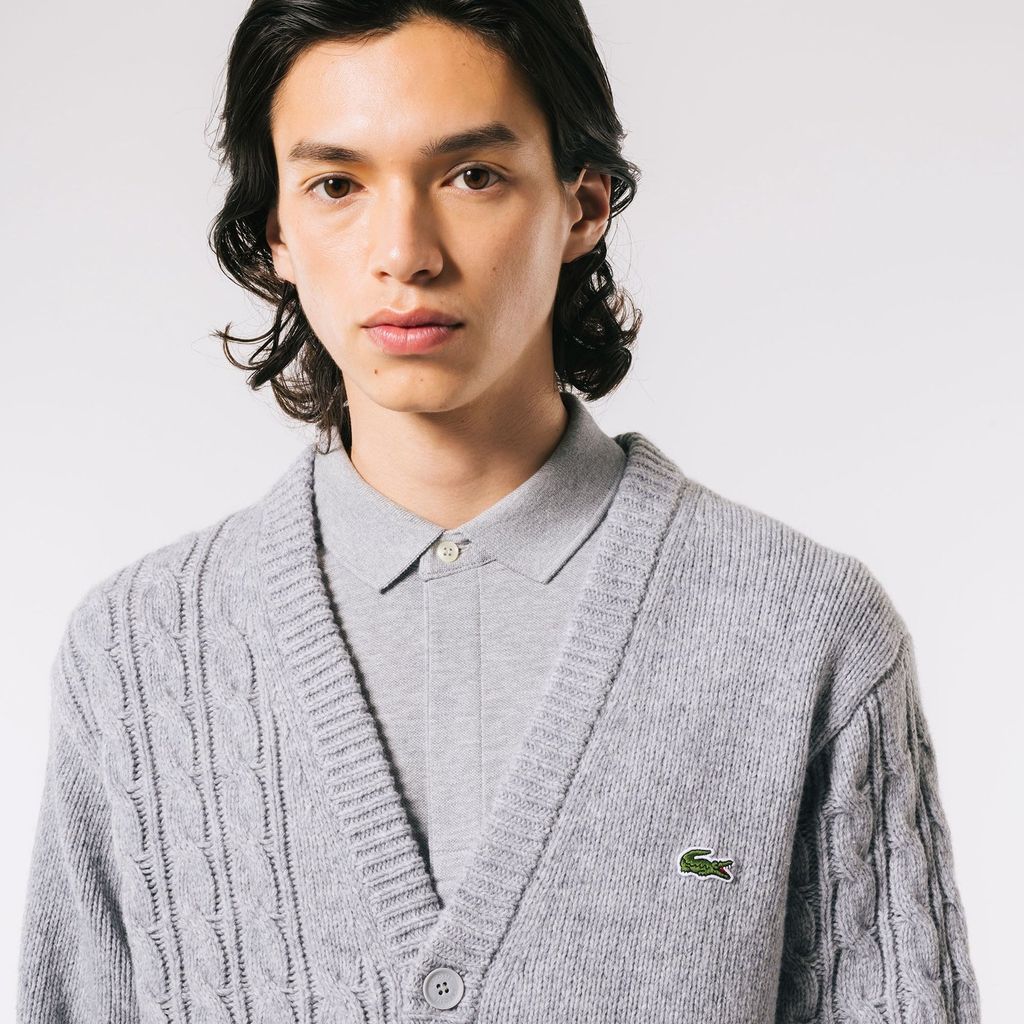 Áo Len Cardigan Lacoste Nam Cổ Chữ V Bất Đối Xứng