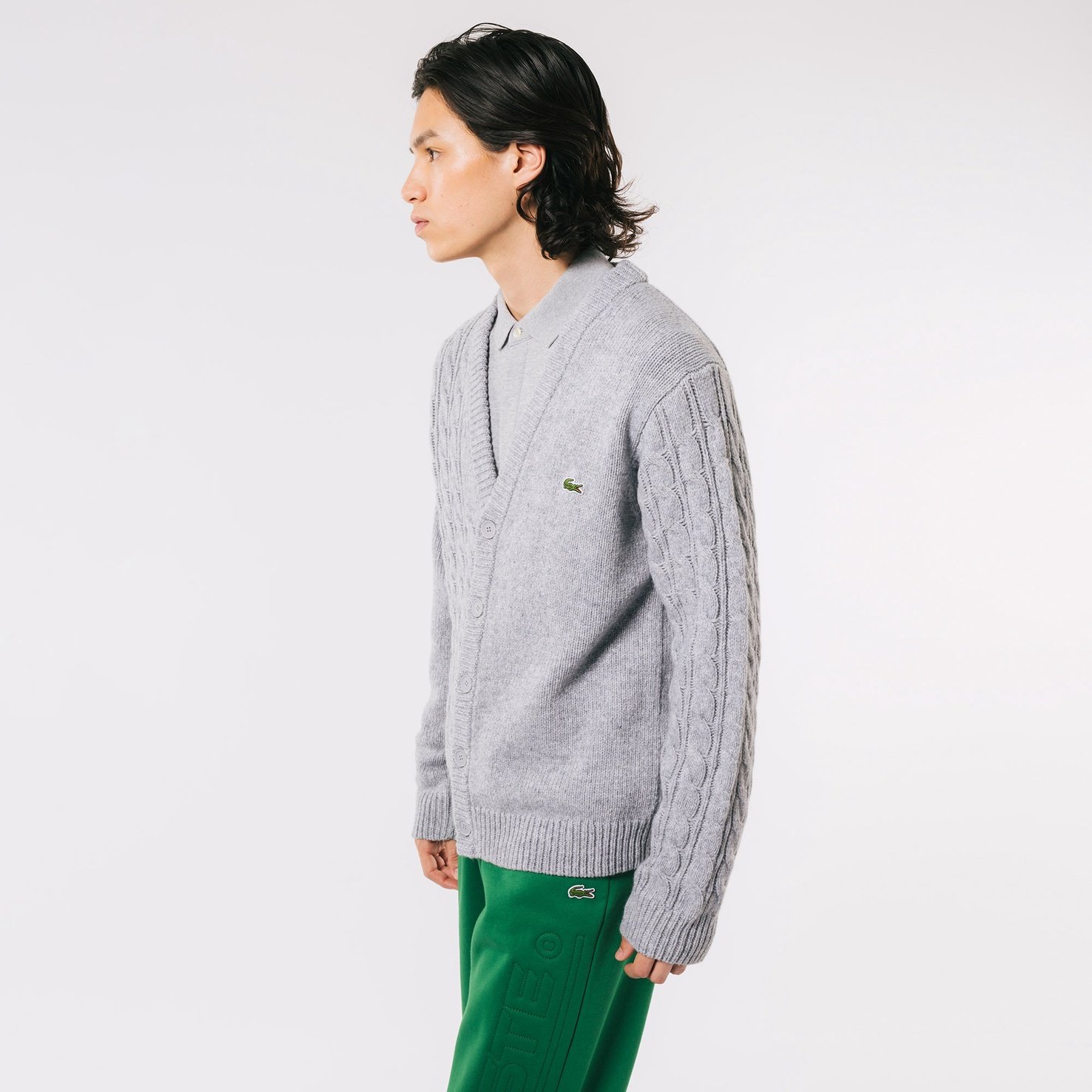 Áo Len Cardigan Lacoste Nam Cổ Chữ V Bất Đối Xứng
