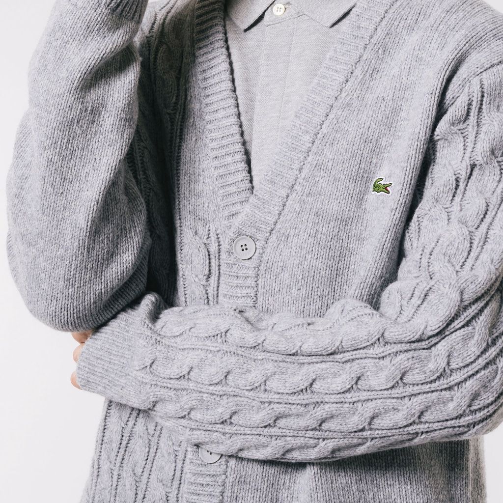 Áo Len Cardigan Lacoste Nam Cổ Chữ V Bất Đối Xứng