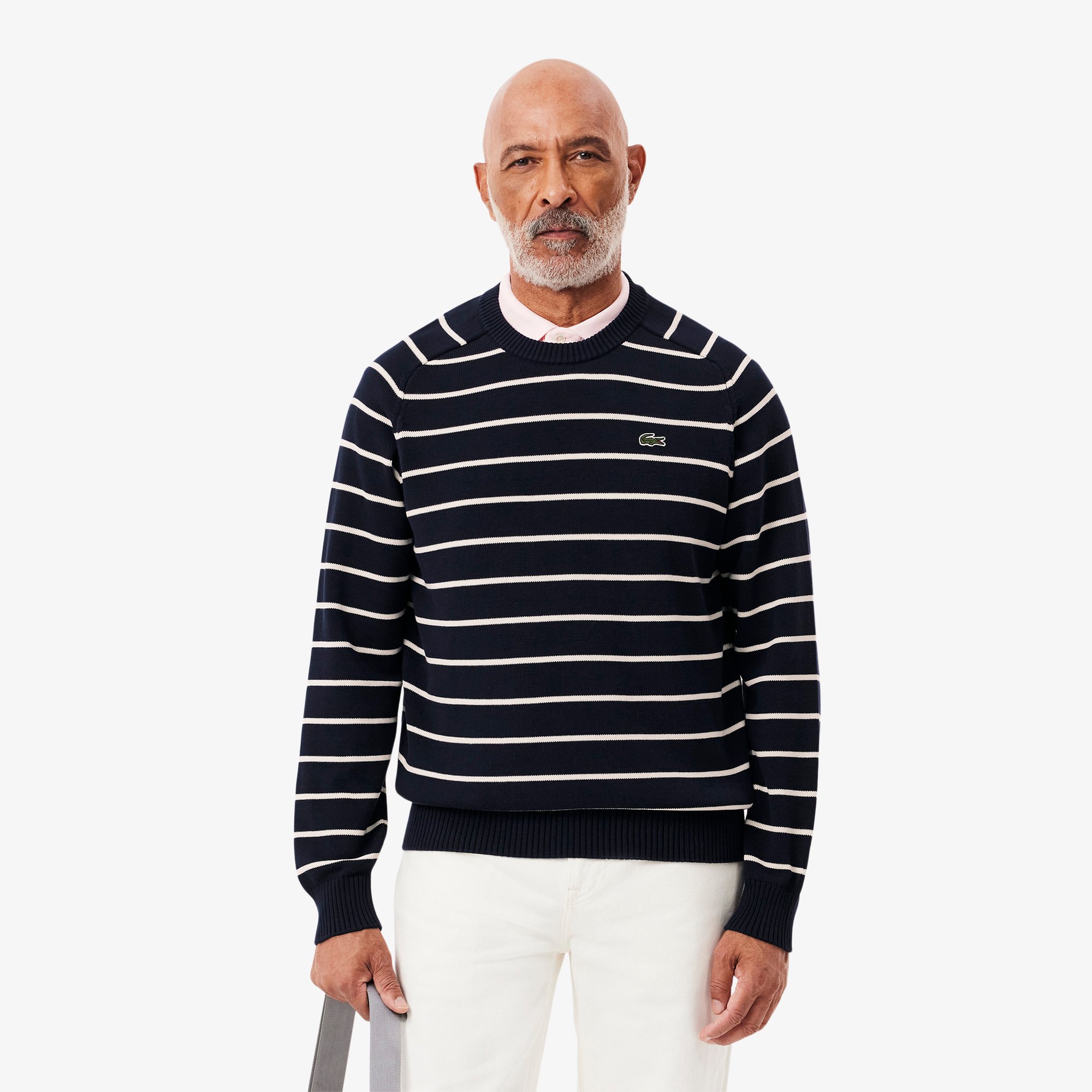 Áo Len Lacoste Nam Cổ Tròn Chất Liiệu Cotton Dệt Kim Họa Tiết Sọc 3D