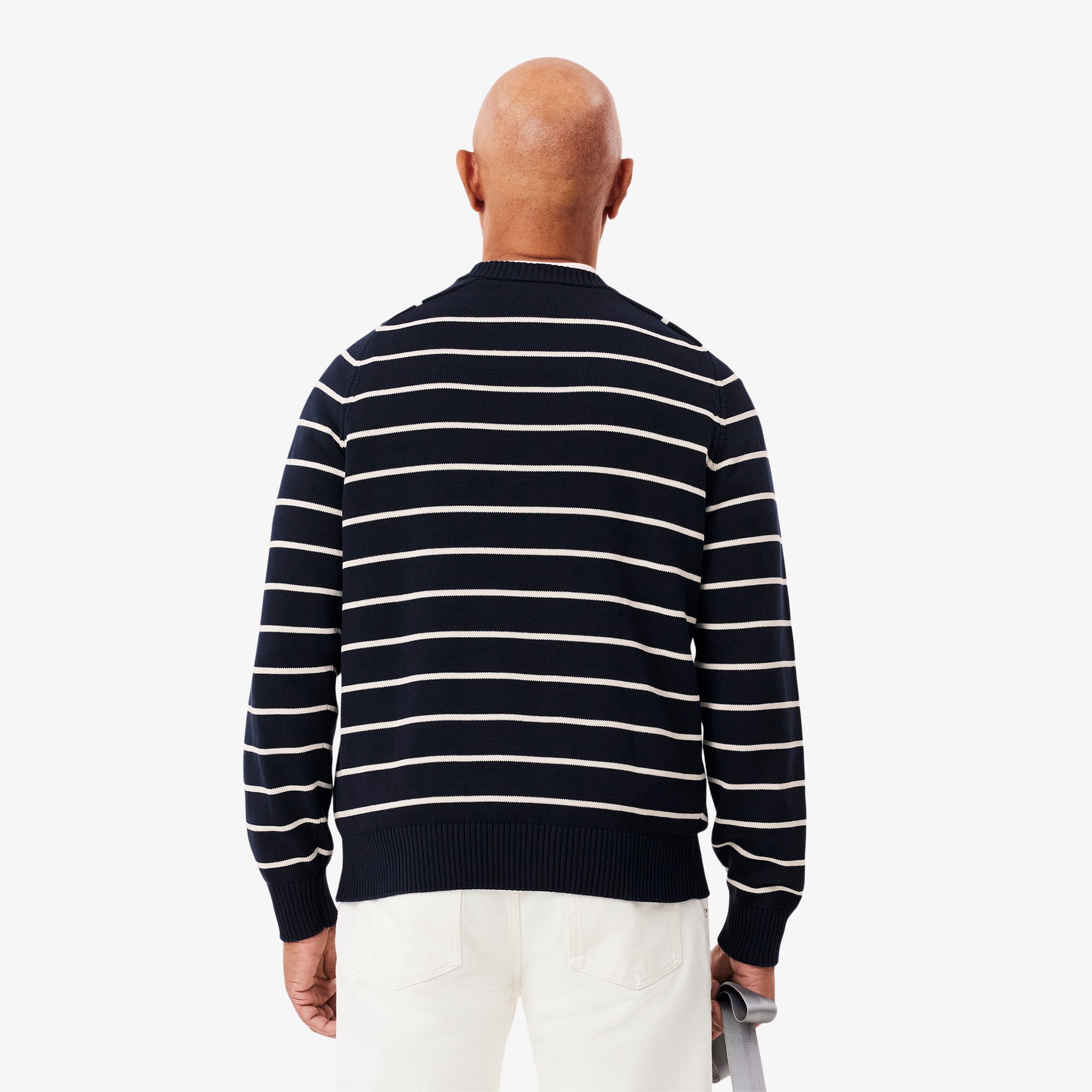 Áo Len Lacoste Nam Cổ Tròn Chất Liiệu Cotton Dệt Kim Họa Tiết Sọc 3D