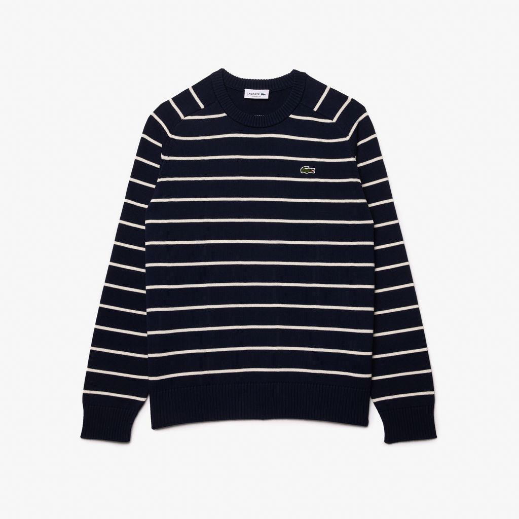Áo Len Lacoste Nam Cổ Tròn Chất Liiệu Cotton Dệt Kim Họa Tiết Sọc 3D