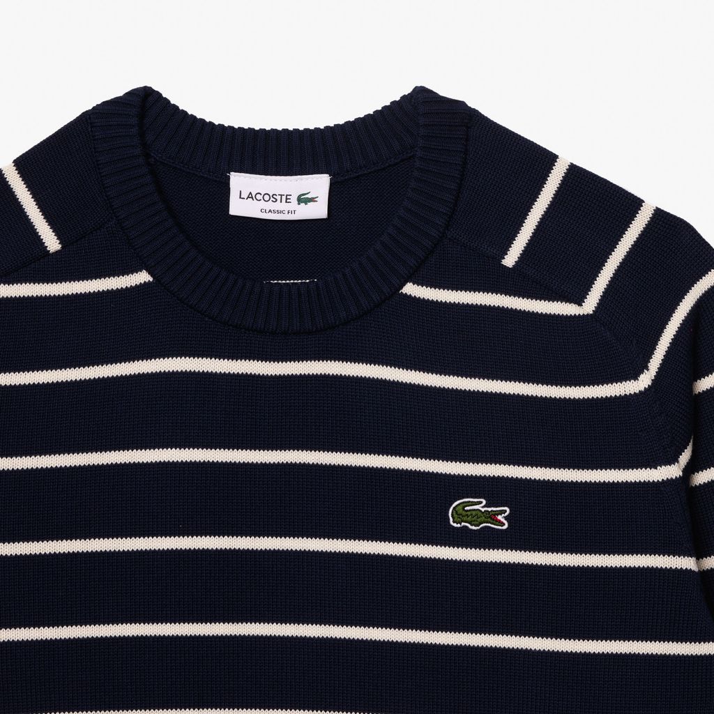 Áo Len Lacoste Nam Cổ Tròn Chất Liiệu Cotton Dệt Kim Họa Tiết Sọc 3D