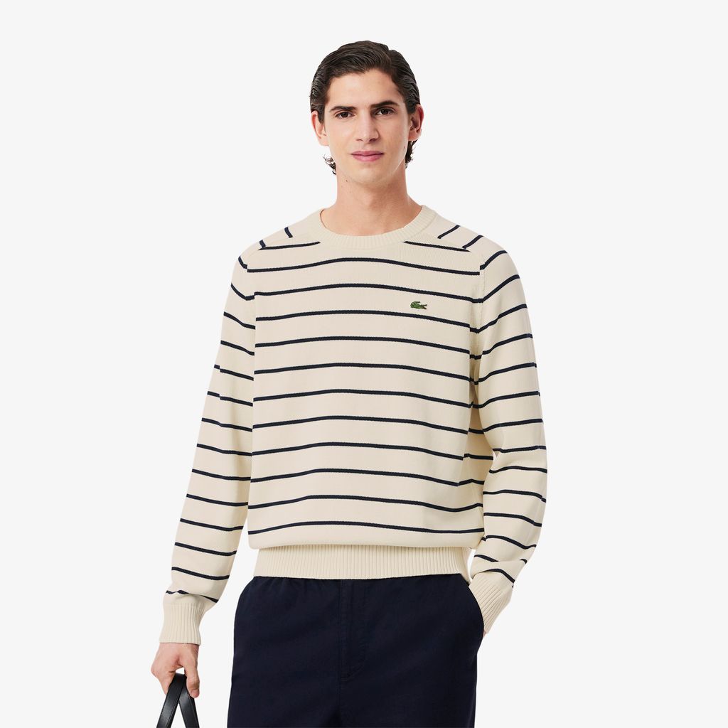 Áo Len Lacoste Nam Cổ Tròn Chất Liiệu Cotton Dệt Kim Họa Tiết Sọc 3D
