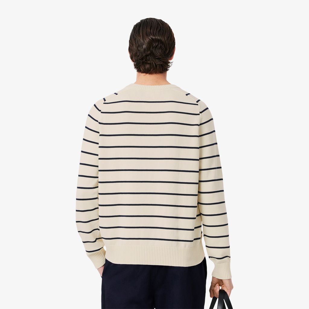 Áo Len Lacoste Nam Cổ Tròn Chất Liiệu Cotton Dệt Kim Họa Tiết Sọc 3D