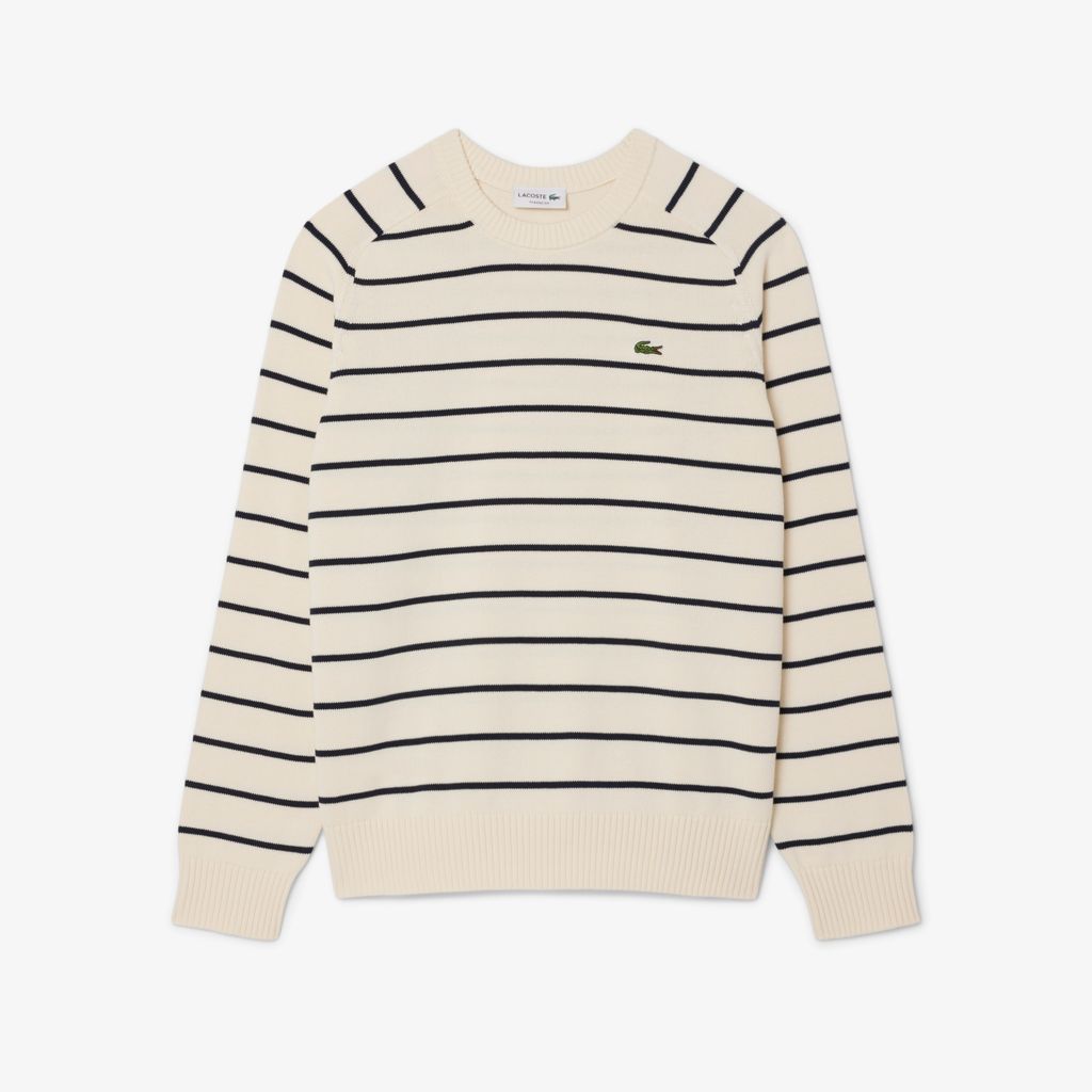 Áo Len Lacoste Nam Cổ Tròn Chất Liiệu Cotton Dệt Kim Họa Tiết Sọc 3D