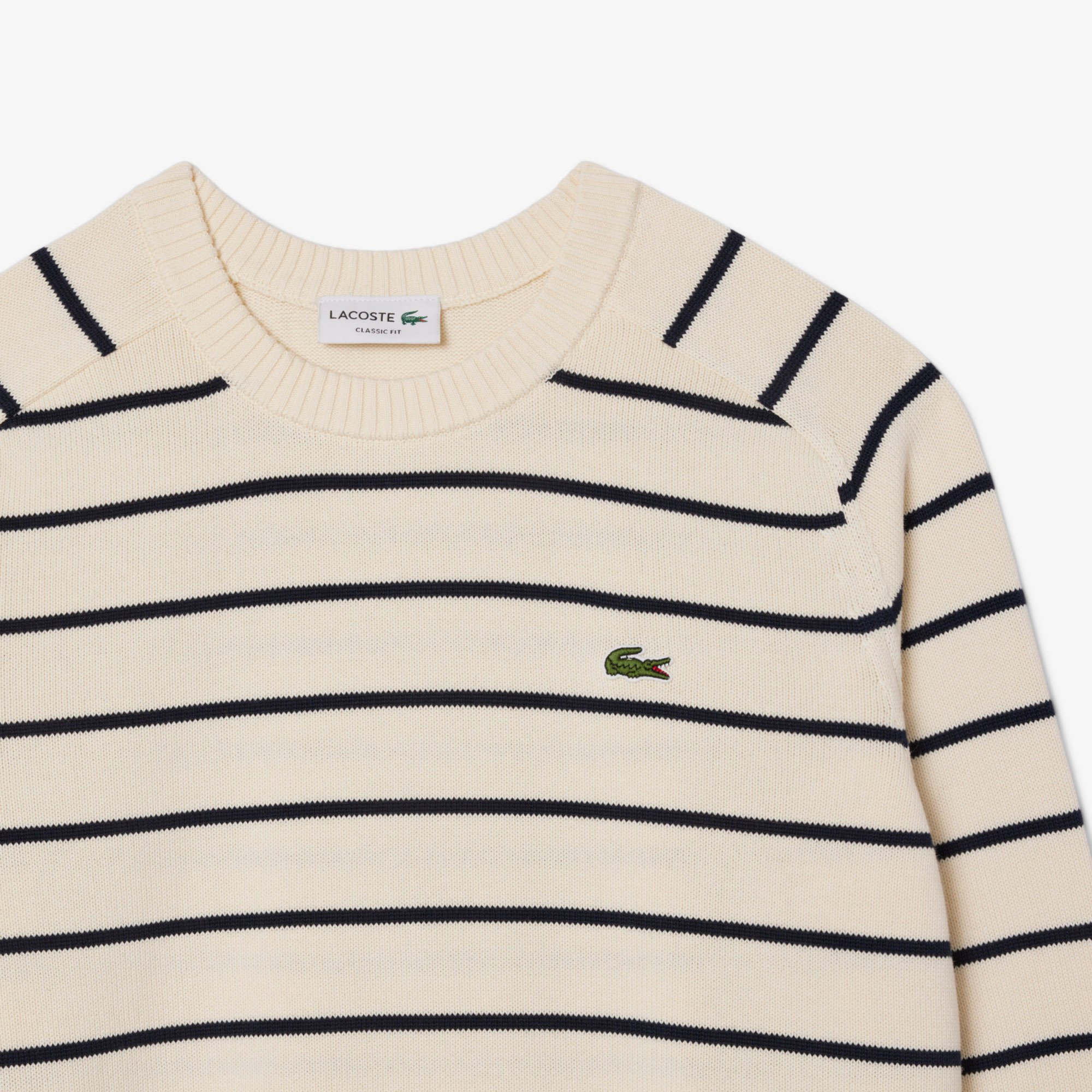 Áo Len Lacoste Nam Cổ Tròn Chất Liiệu Cotton Dệt Kim Họa Tiết Sọc 3D