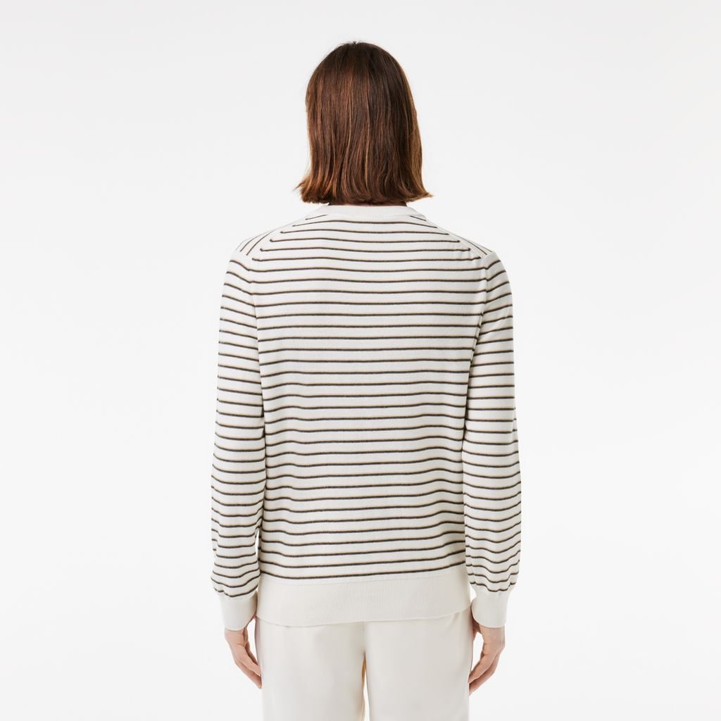 Áo Len Lacoste Nam Sọc Chất Liệu Cotton Có Huy Hiệu Lacoste