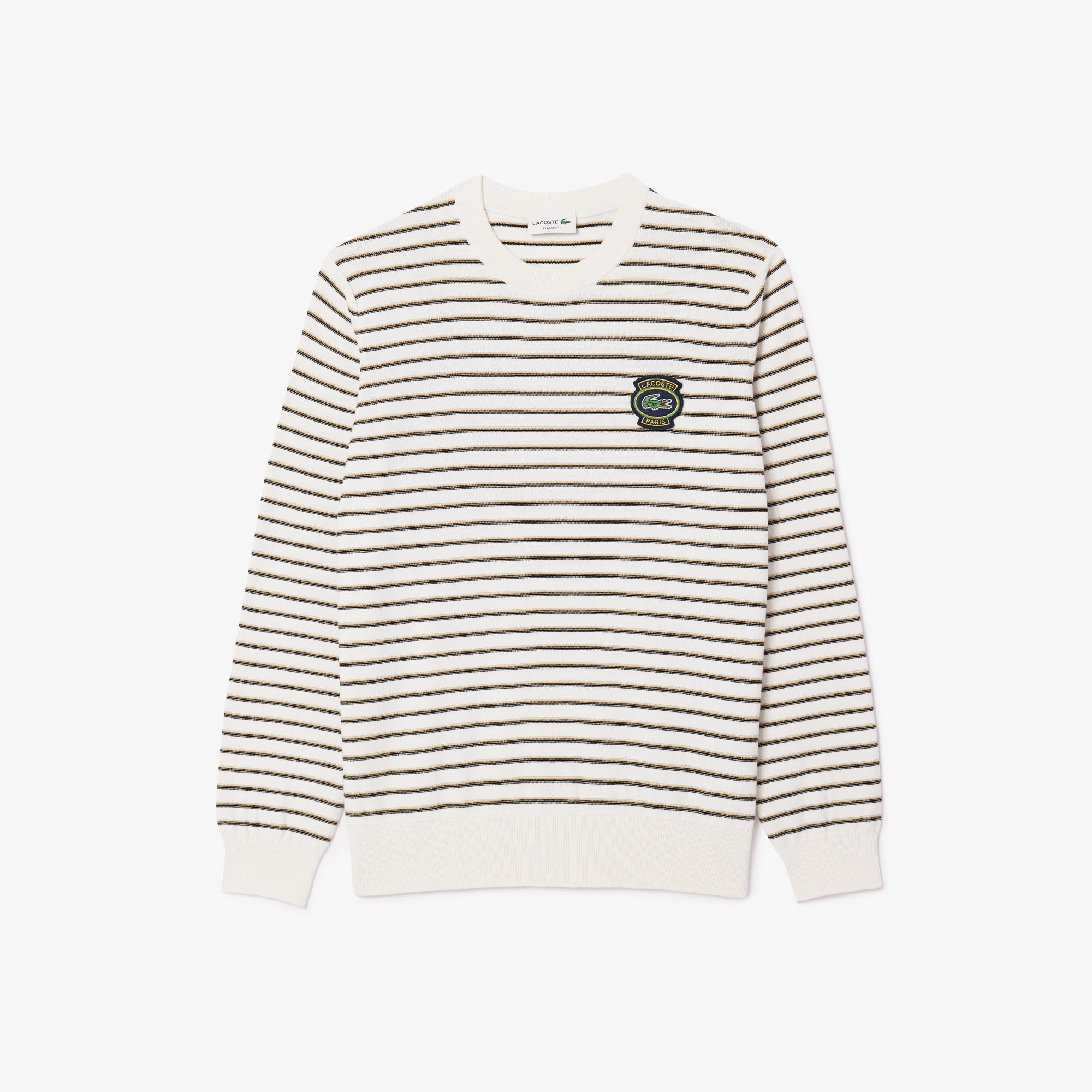 Áo Len Lacoste Nam Sọc Chất Liệu Cotton Có Huy Hiệu Lacoste