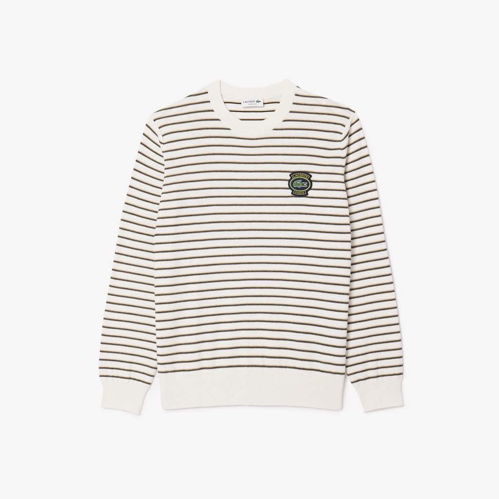 Áo Len Lacoste Nam Sọc Chất Liệu Cotton Có Huy Hiệu Lacoste