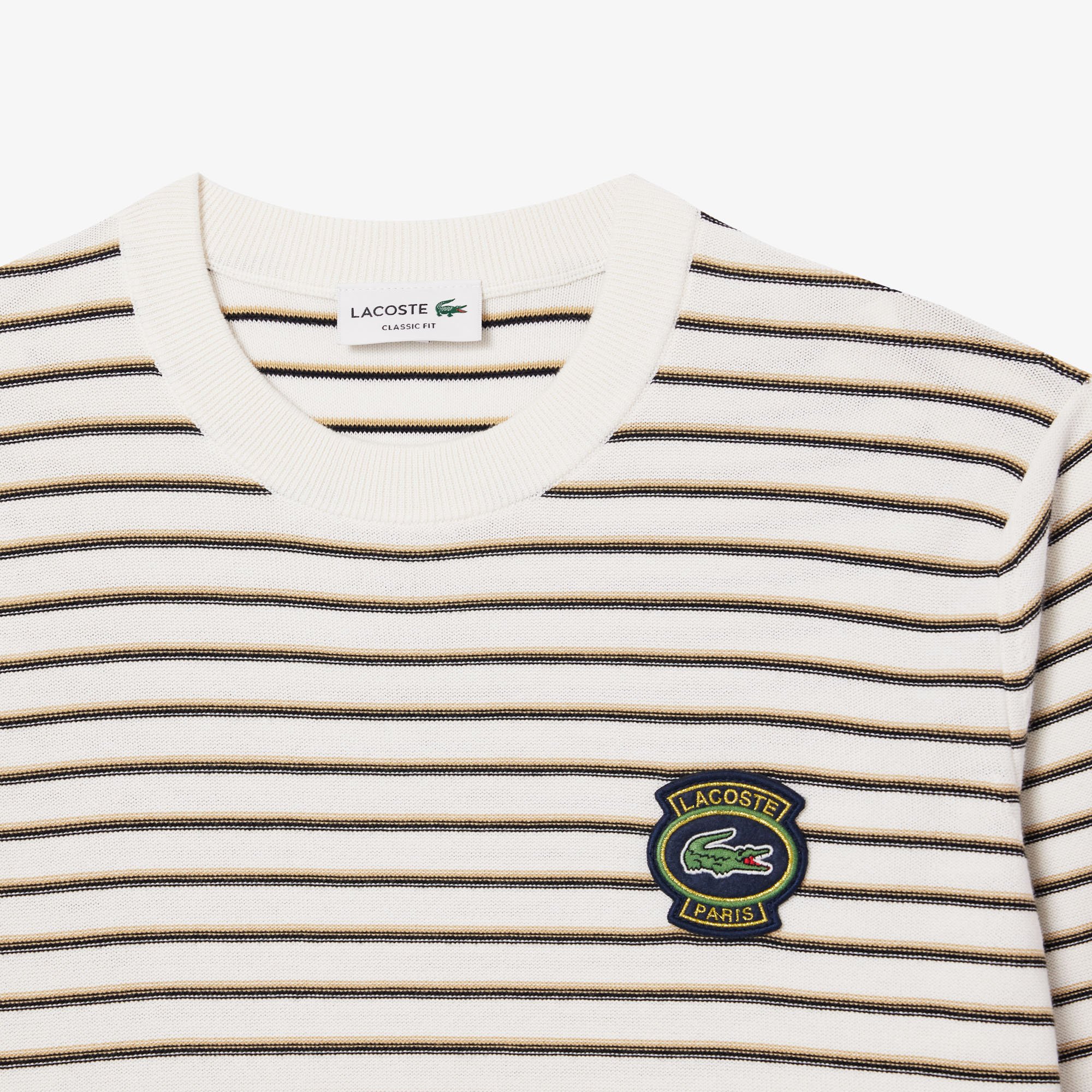 Áo Len Lacoste Nam Sọc Chất Liệu Cotton Có Huy Hiệu Lacoste