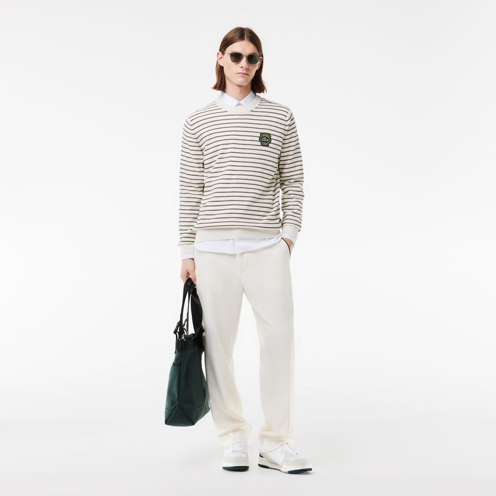 Áo Len Lacoste Nam Sọc Chất Liệu Cotton Có Huy Hiệu Lacoste