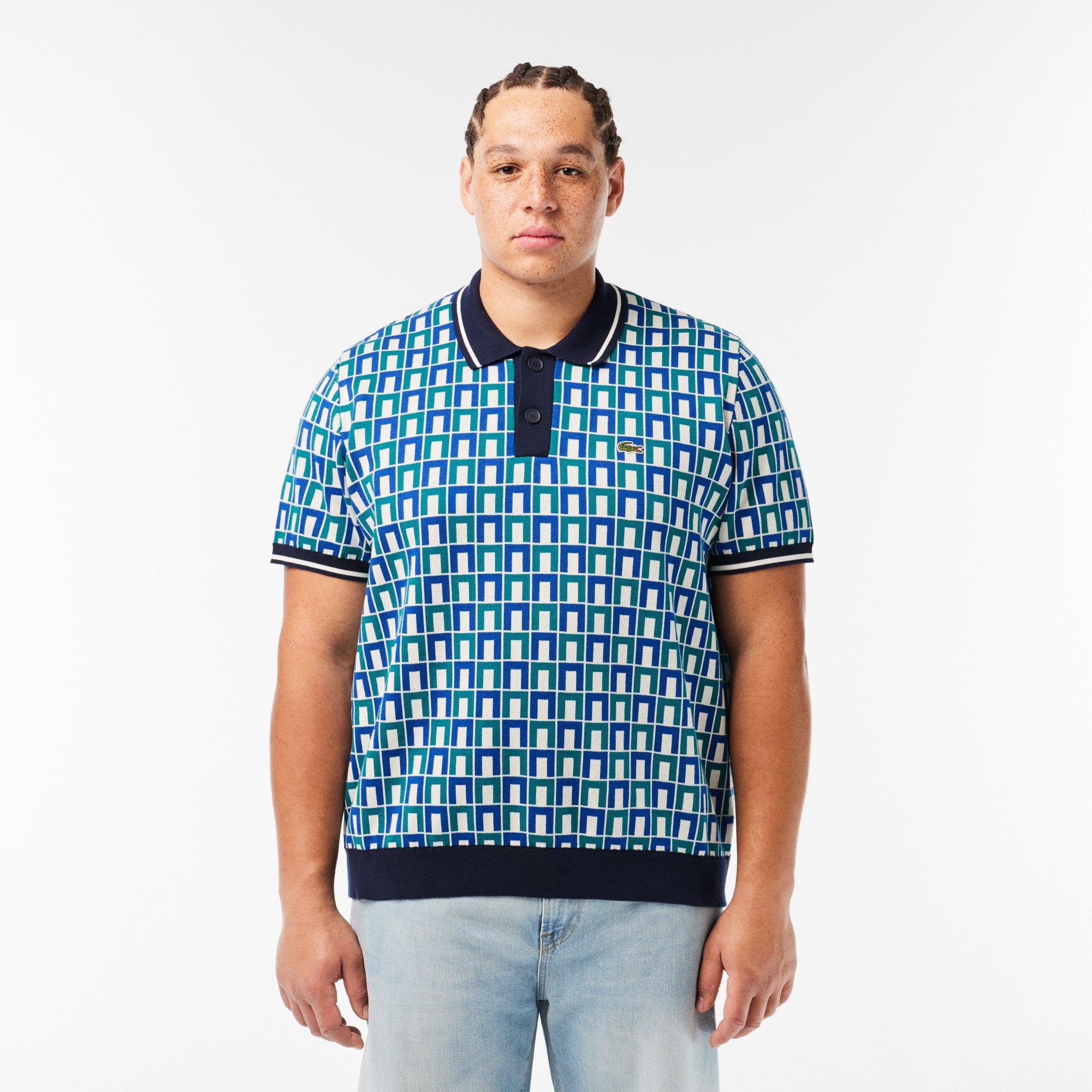 Áo Len Lacoste Nam Cổ Polo Họa Tiết