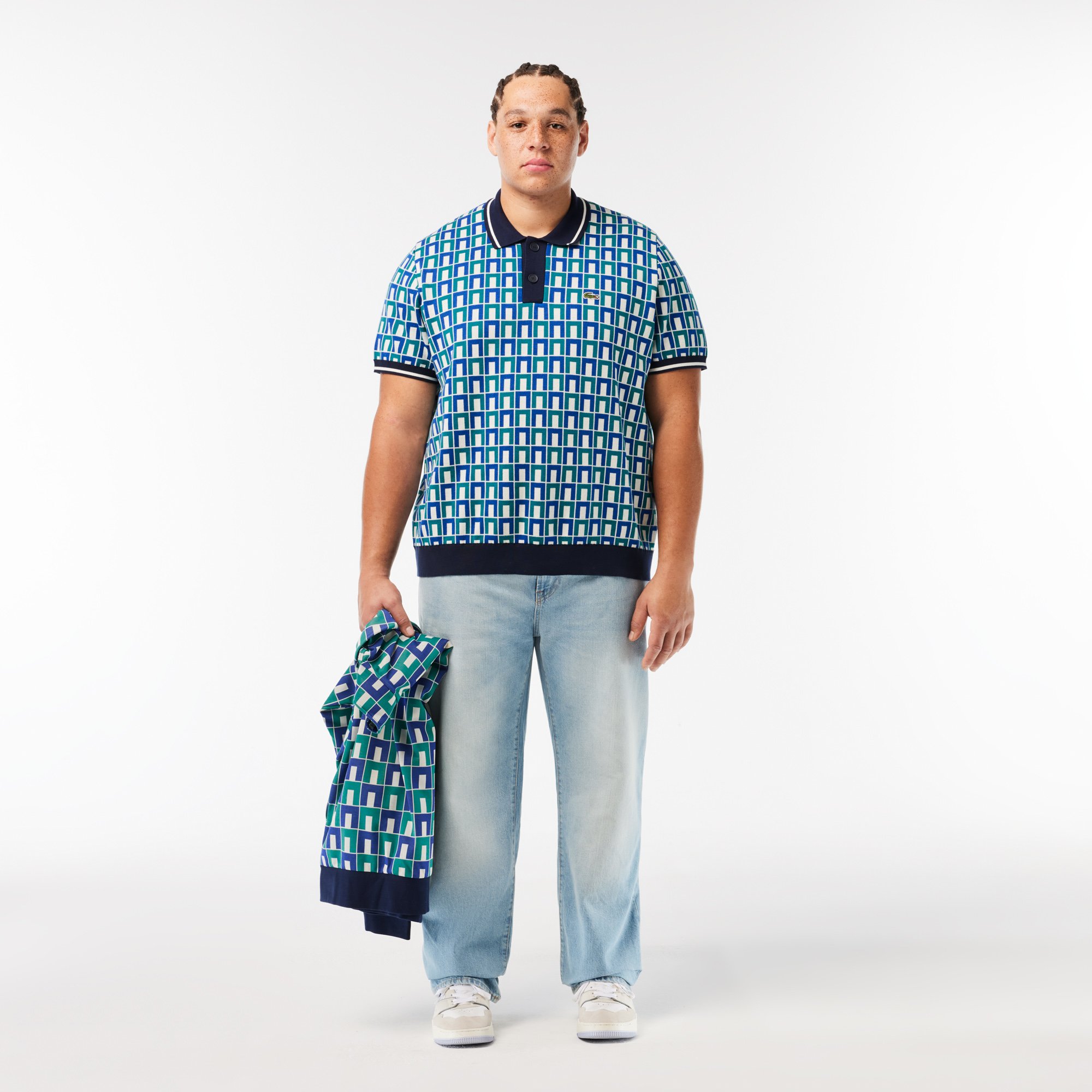 Áo Len Lacoste Nam Cổ Polo Họa Tiết