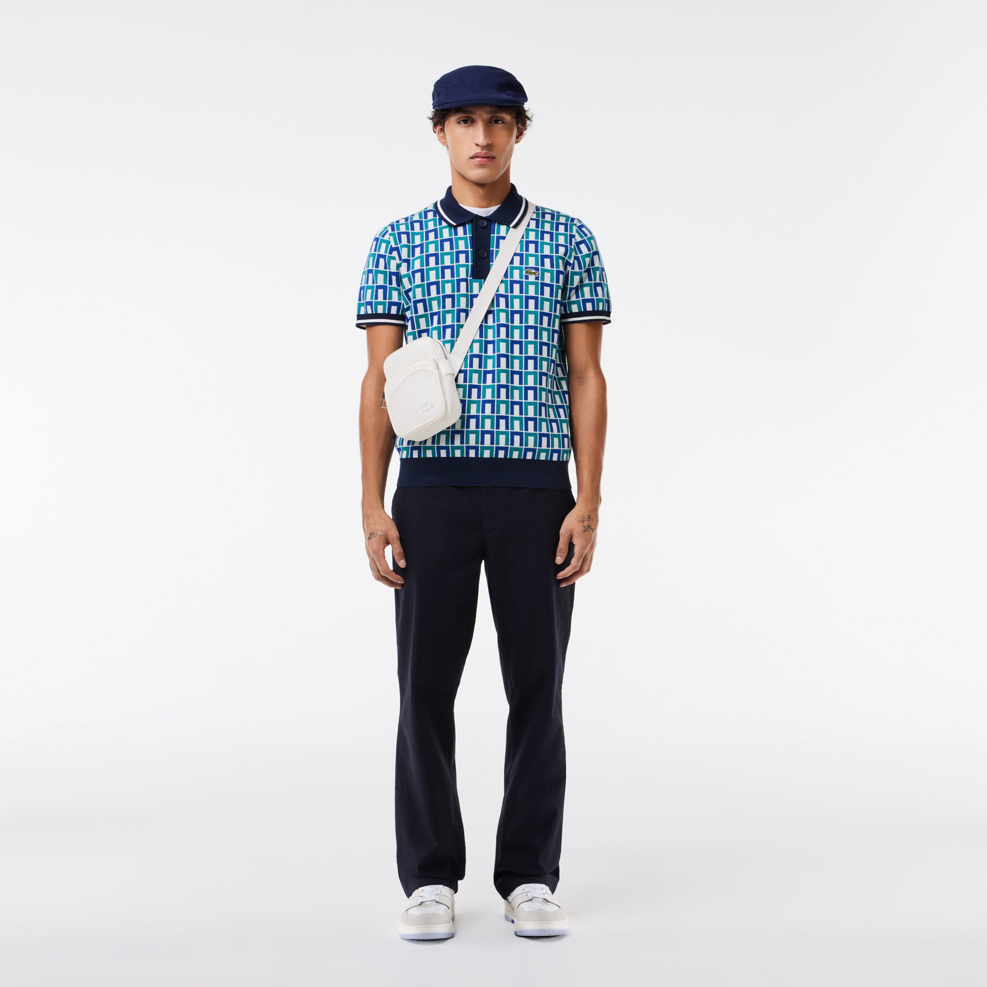 Áo Len Lacoste Nam Cổ Polo Họa Tiết