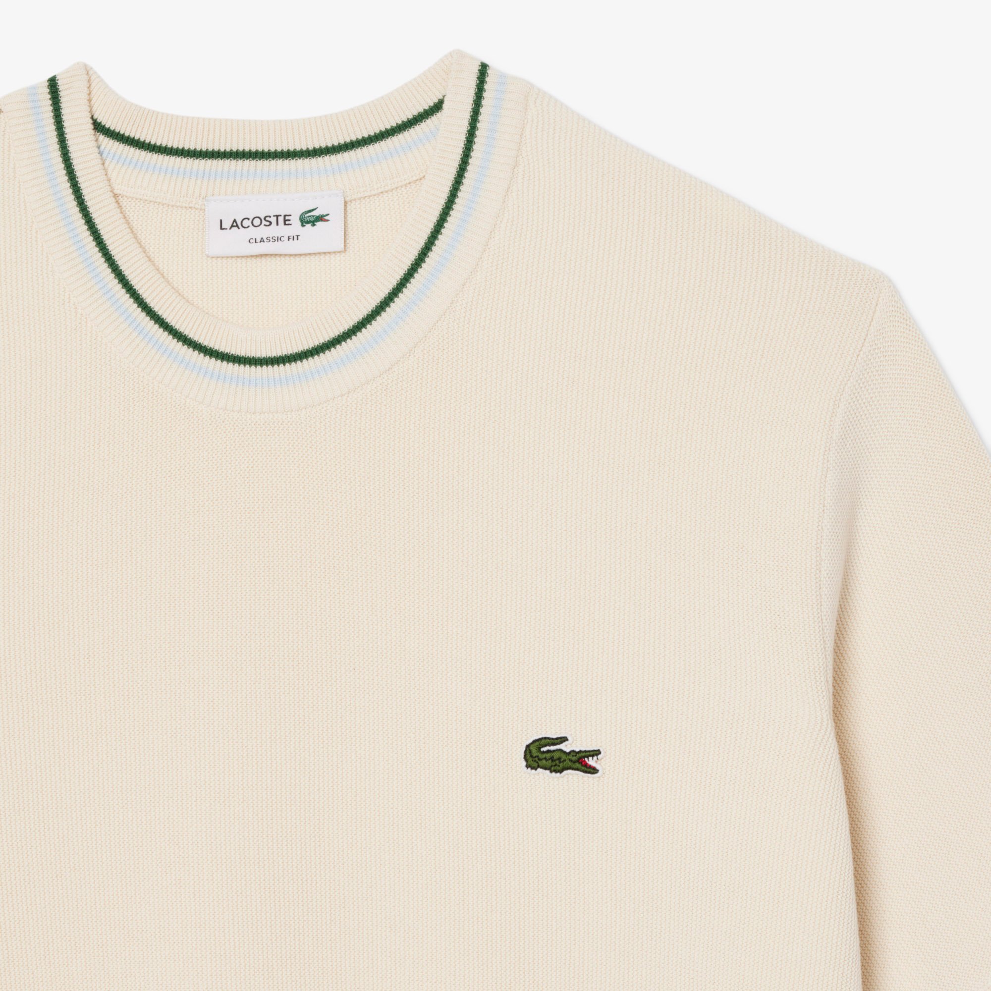 Áo Len Lacoste Nam Dáng Cổ Điển Dệt Kim Có Họa Tiết Sọc