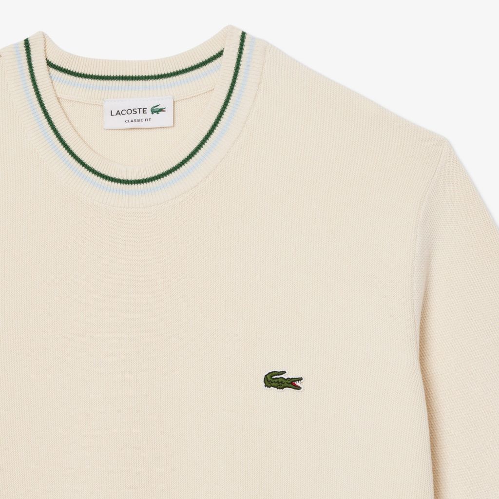 Áo Len Lacoste Nam Dáng Cổ Điển Dệt Kim Có Họa Tiết Sọc