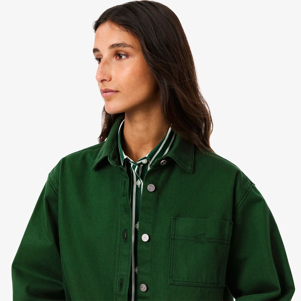 Áo Khoác Lacoste Nữ Dáng Rộng Chất Liệu Denim
