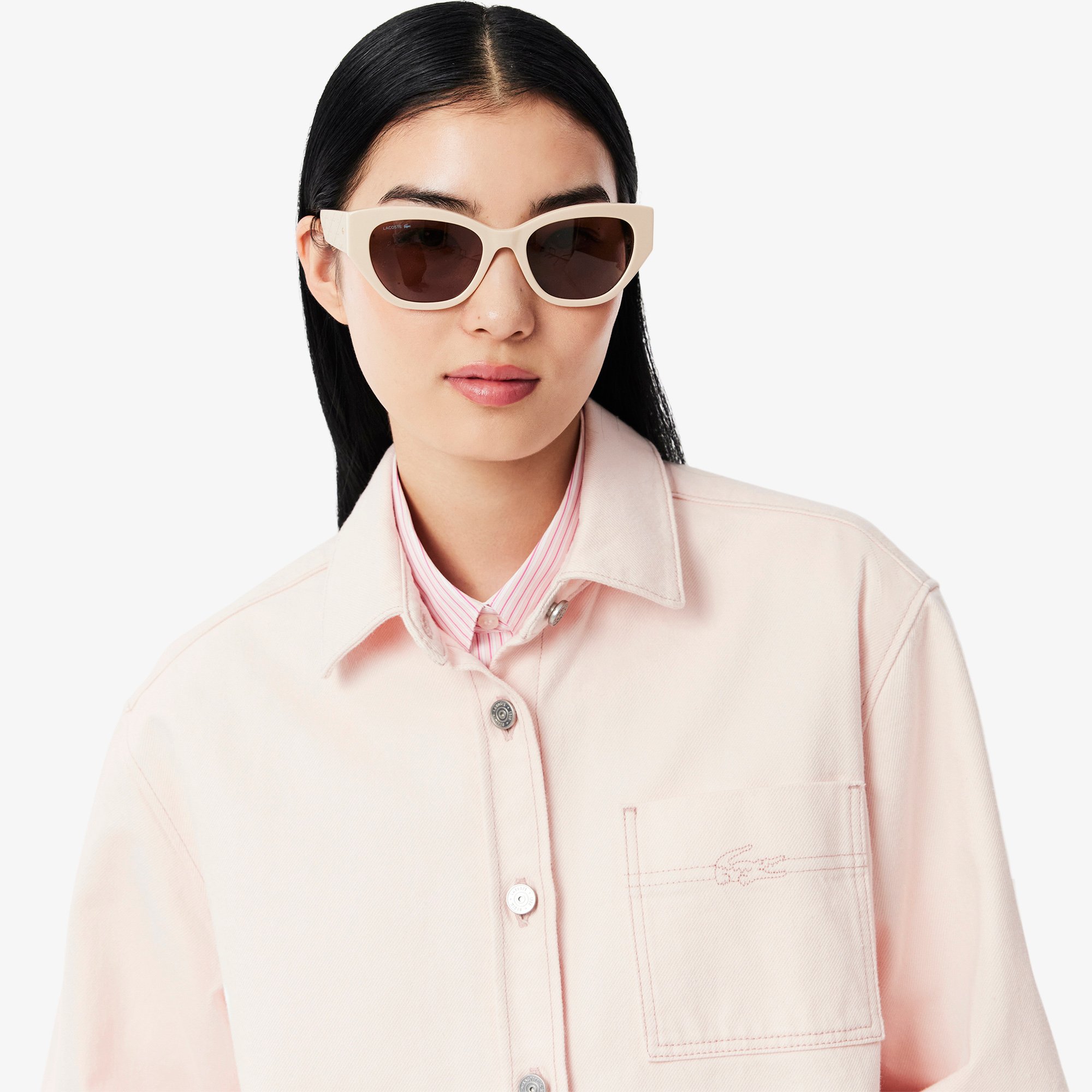 Áo Khoác Lacoste Nữ Dáng Rộng Chất Liệu Denim