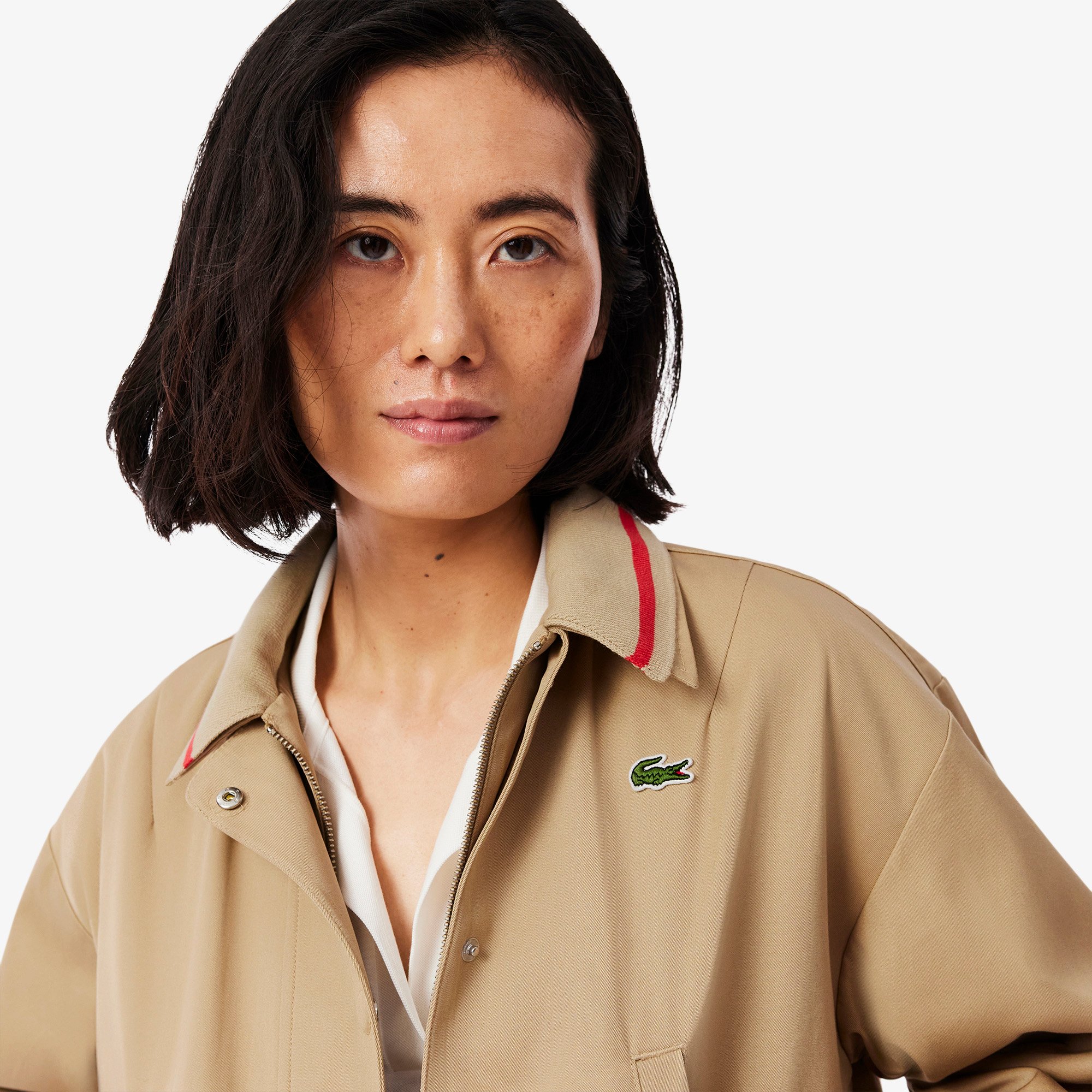 Áo Khoác Lacoste Nữ Dáng Rộng Ngắn Chất Liệu Cotton