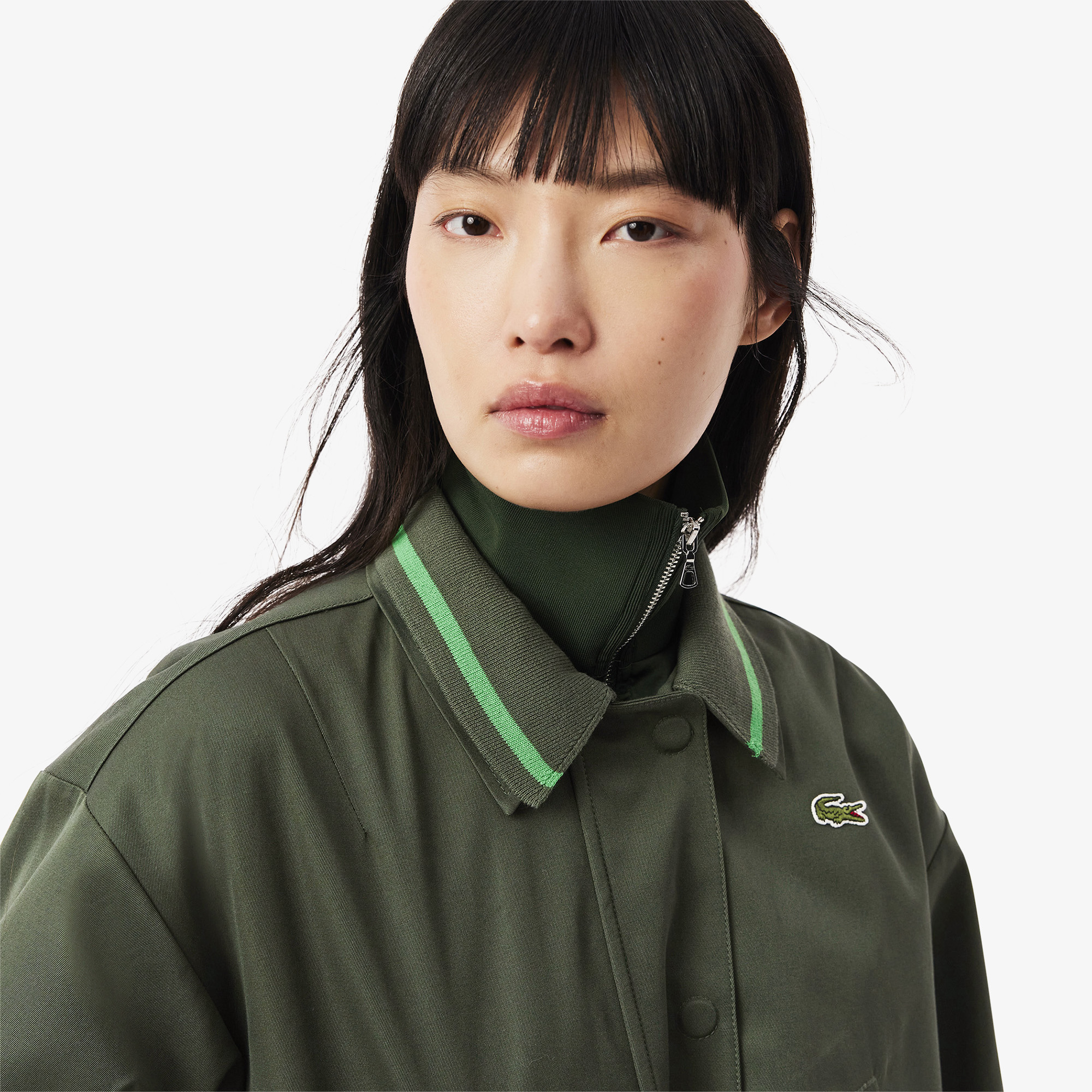 Áo Khoác Lacoste Nữ Dáng Rộng Ngắn Chất Liệu Cotton