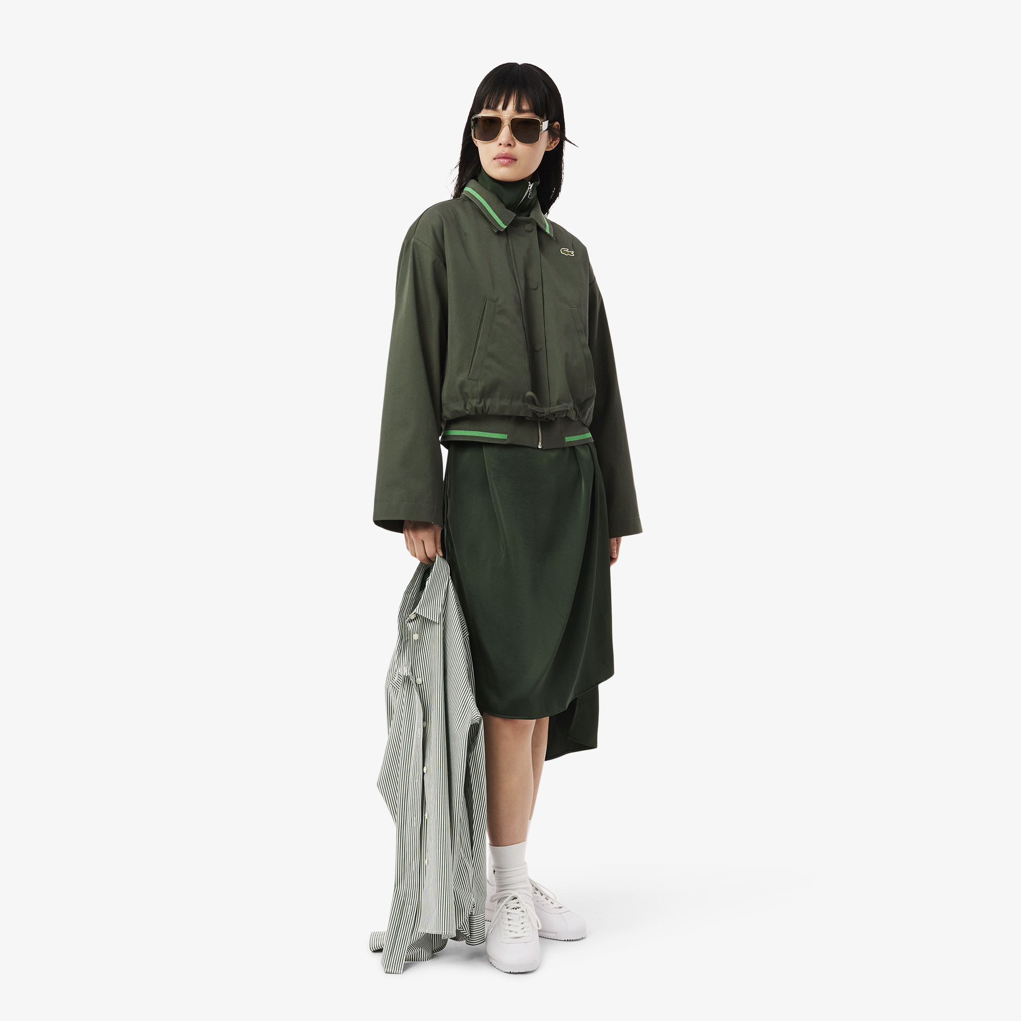 Áo Khoác Lacoste Nữ Dáng Rộng Ngắn Chất Liệu Cotton