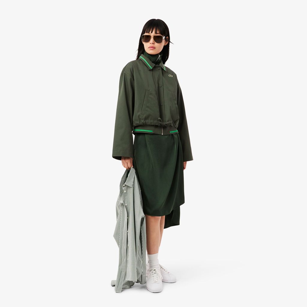 Áo Khoác Lacoste Nữ Dáng Rộng Ngắn Chất Liệu Cotton