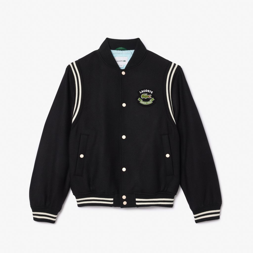 Áo Khoác Lacoste Nam Chất Liệu Len Varsity Nhiều Huy Hiệu